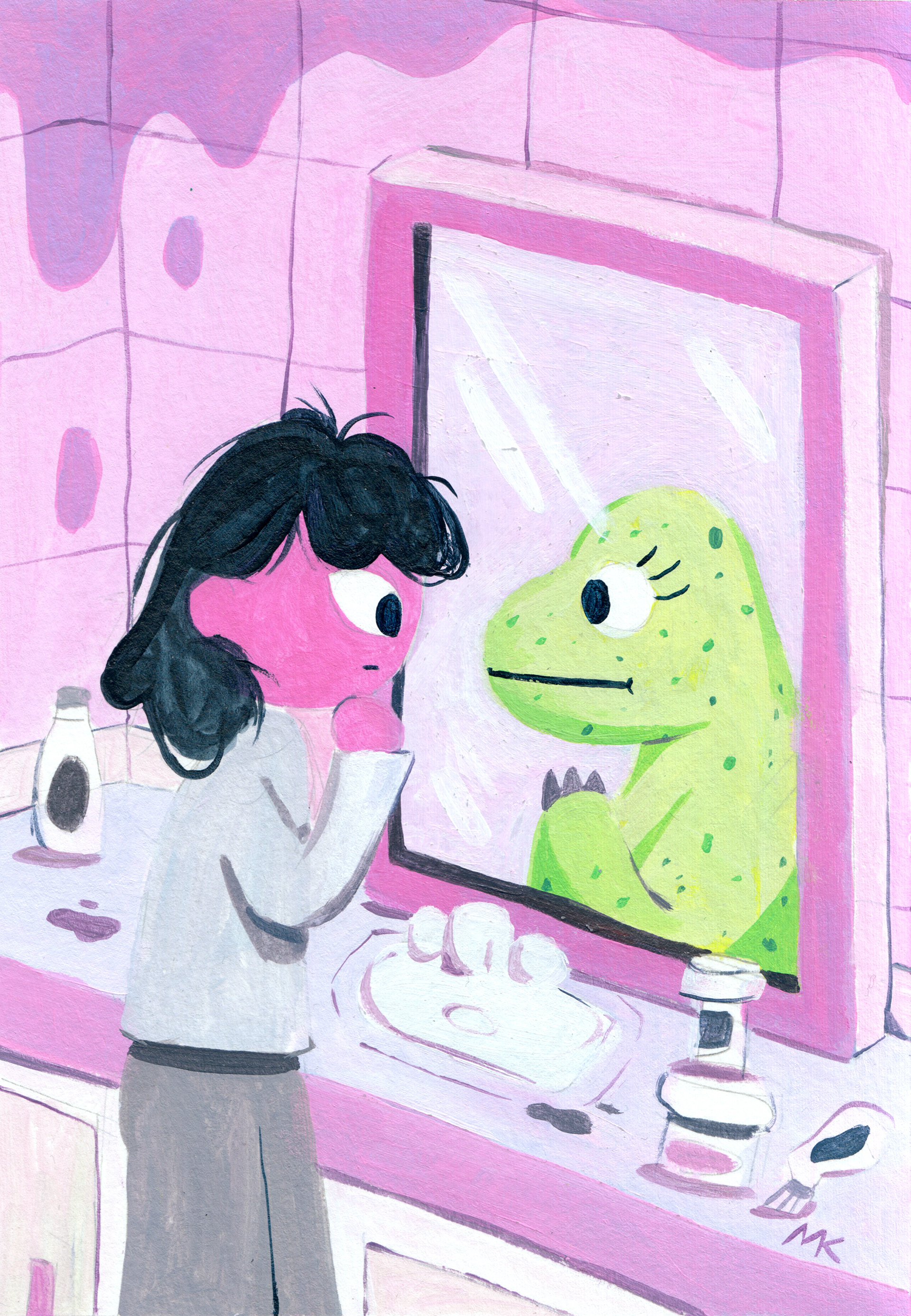 Feeling like a Lizard, 5" x 7" Acrylic on Paper, 2022