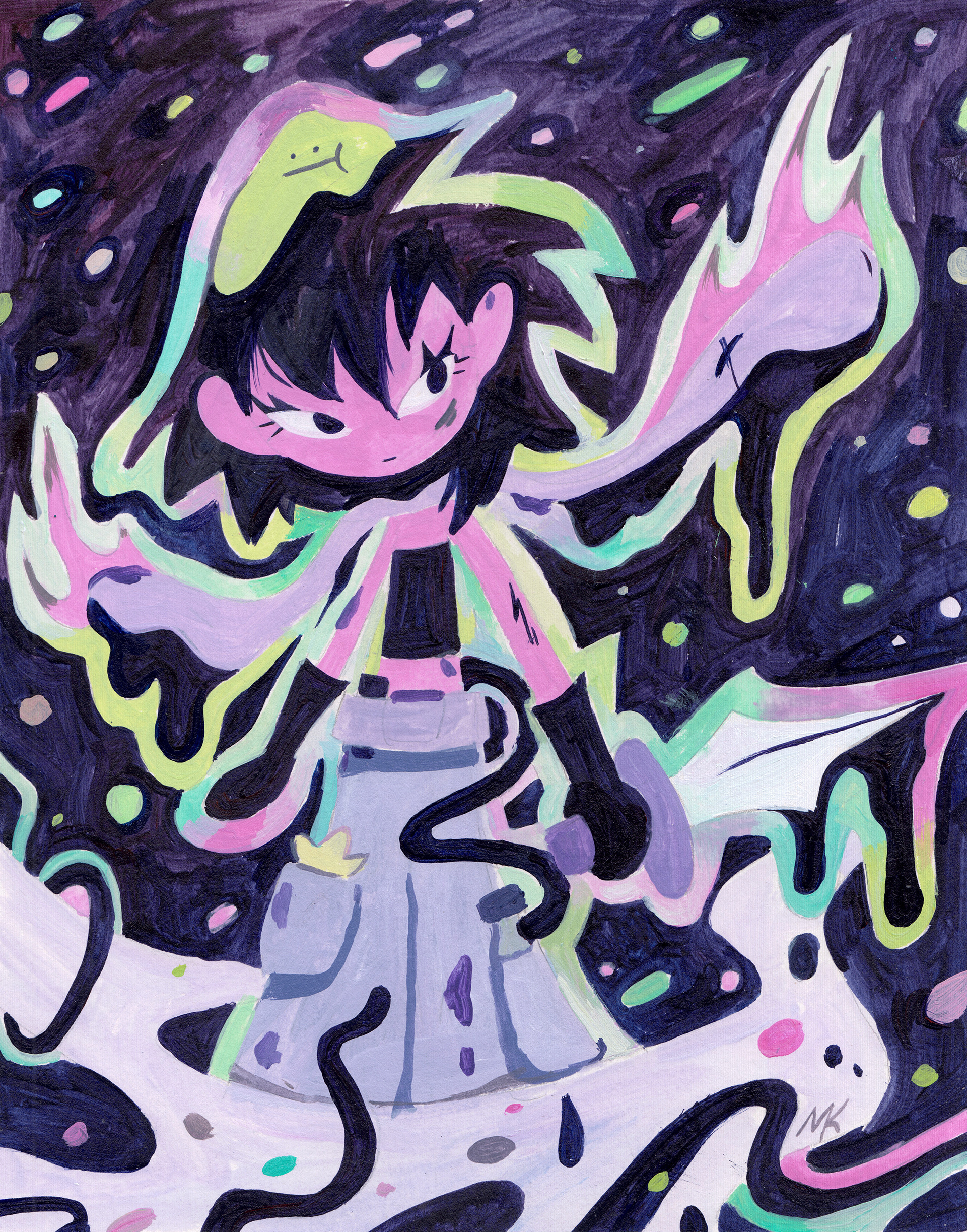 Warrior, 8" x 10", Acrylic on Paper, 2023