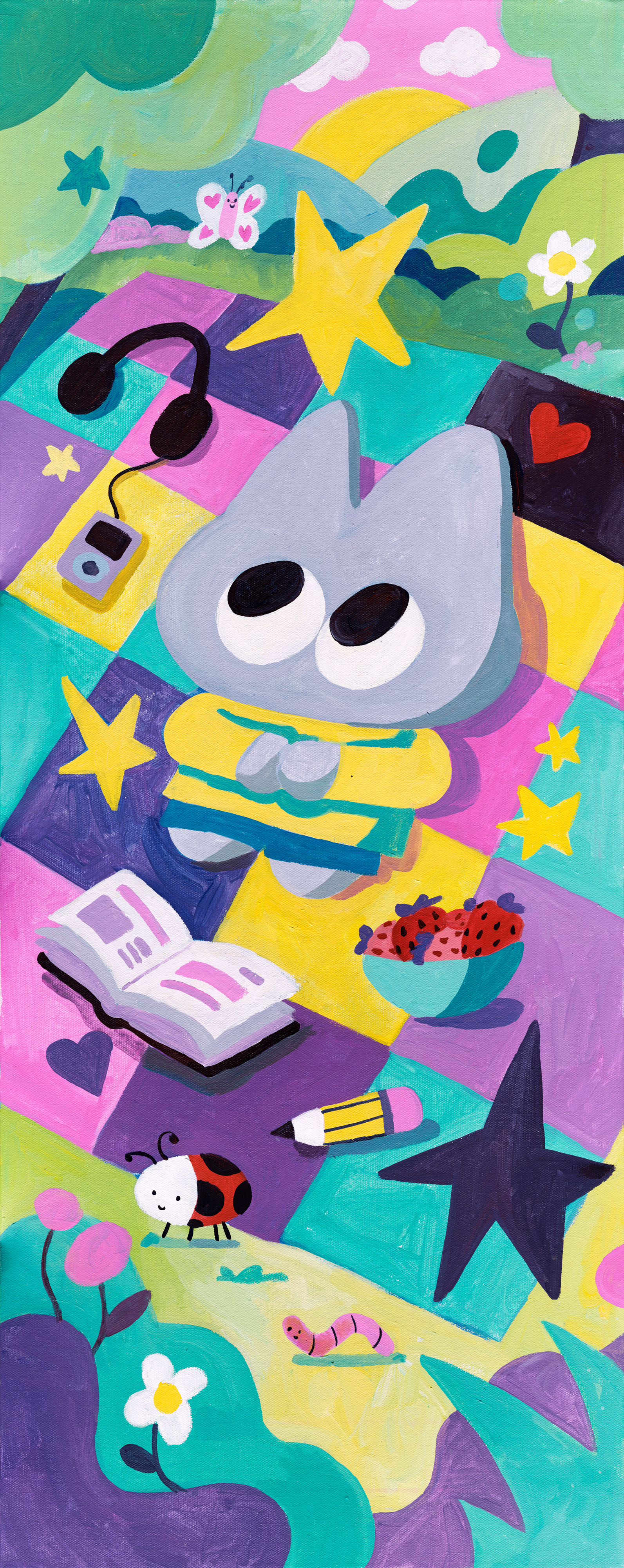 Picnic, 16" x 40", Acrylic on Canvas, 2024