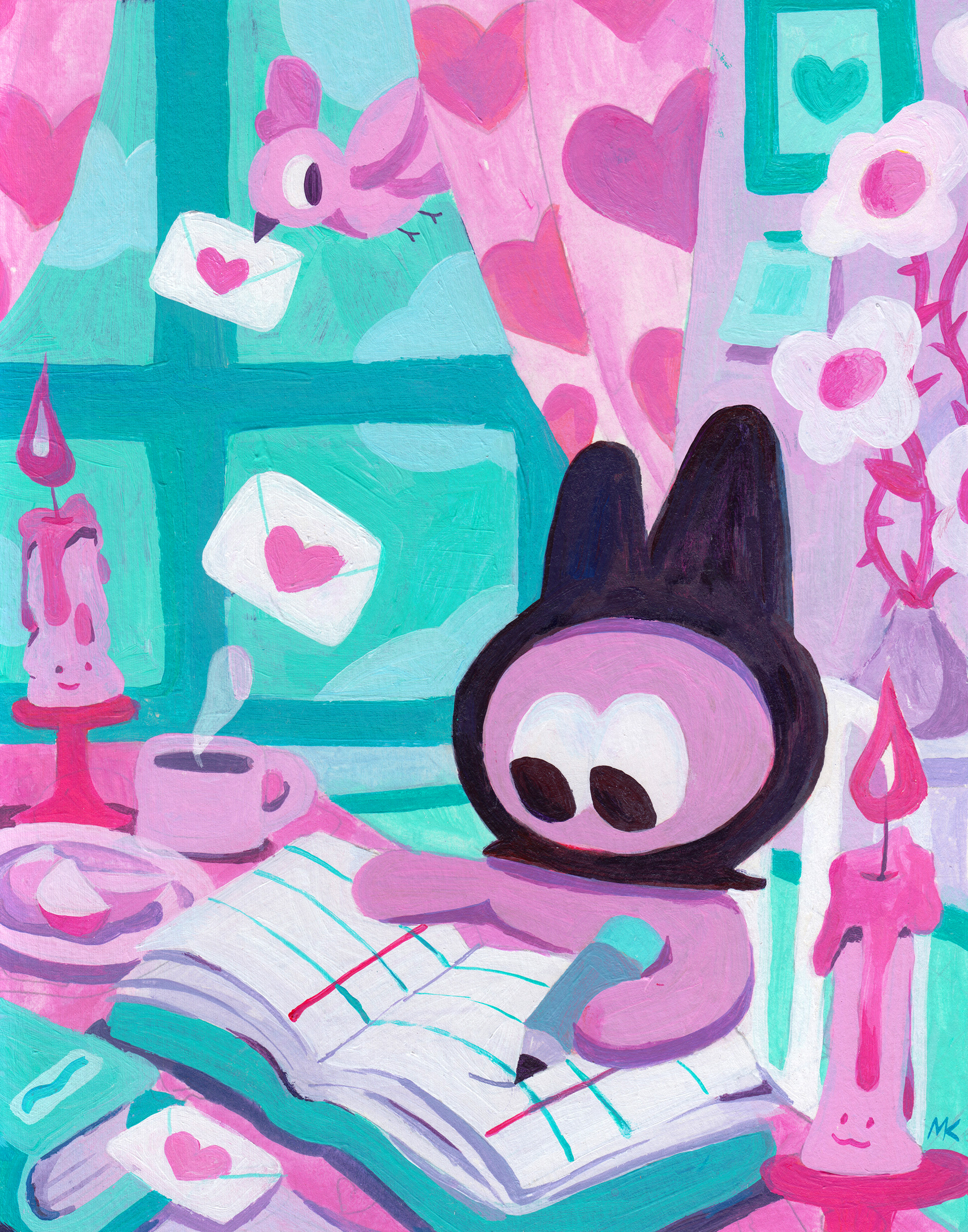 Love Letters to the Universe! 8" x 10", Acrylic On Paper, 2023