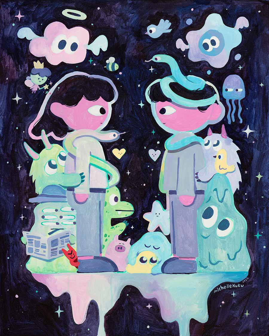 Parts of Me Meeting Parts of You, 24" x 30", Acrylic on Canvas, 2022