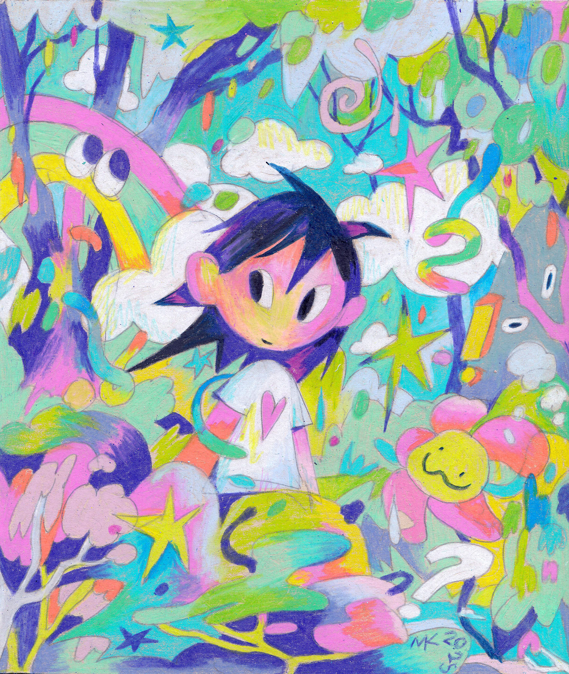 Natural Dopamine, Pencil Crayon on Toned Paper, 6" x 8" , 2025