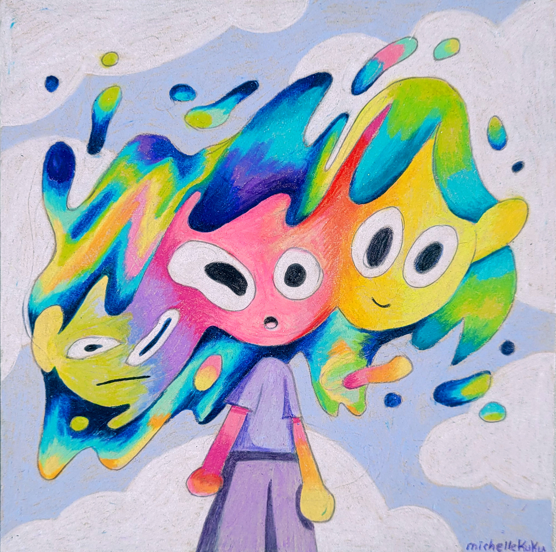 Mood Ring, 8" x 8", 2026, Pencil Crayon on Toned Paper