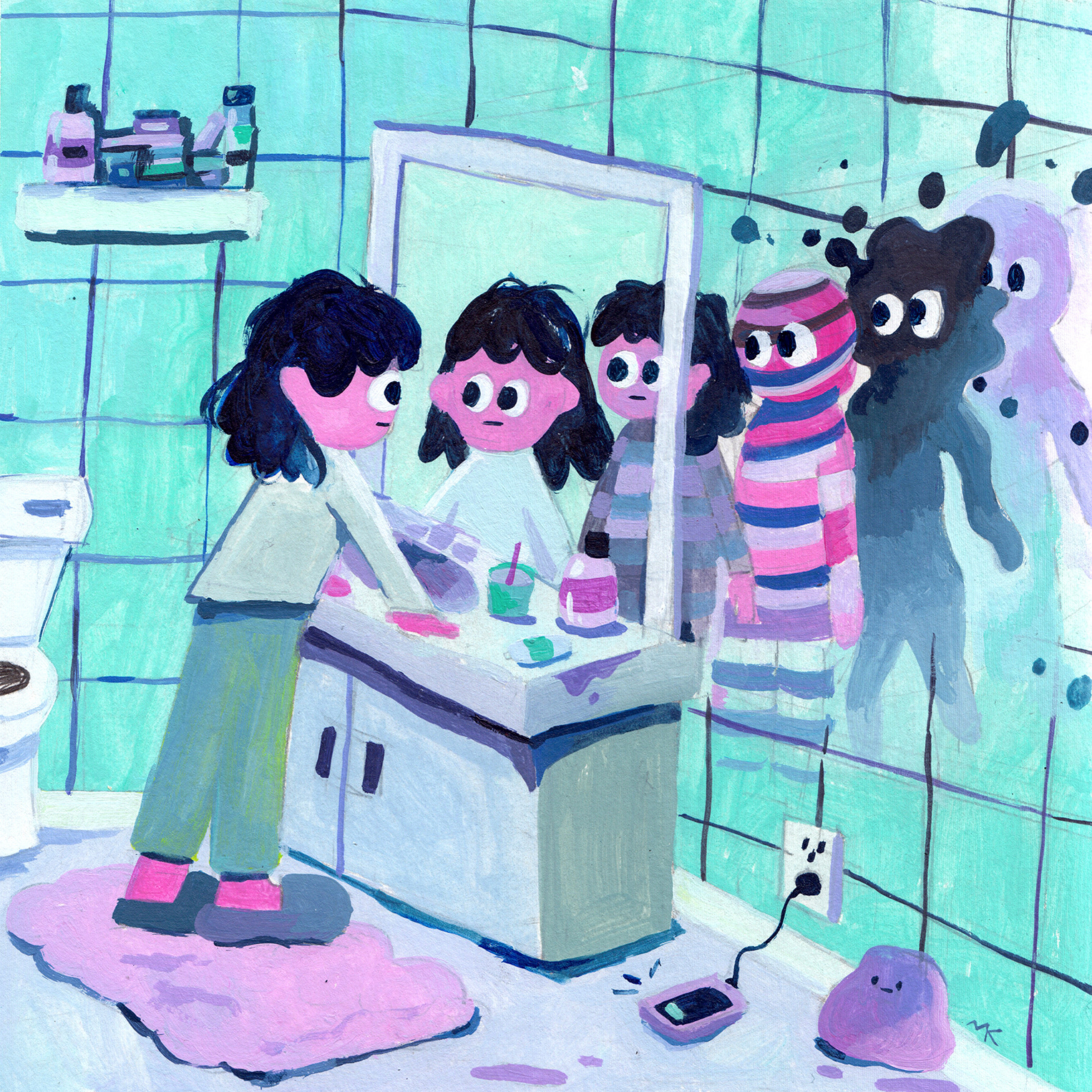 New Me, 8" x 8" Acrylic on Paper, 2021