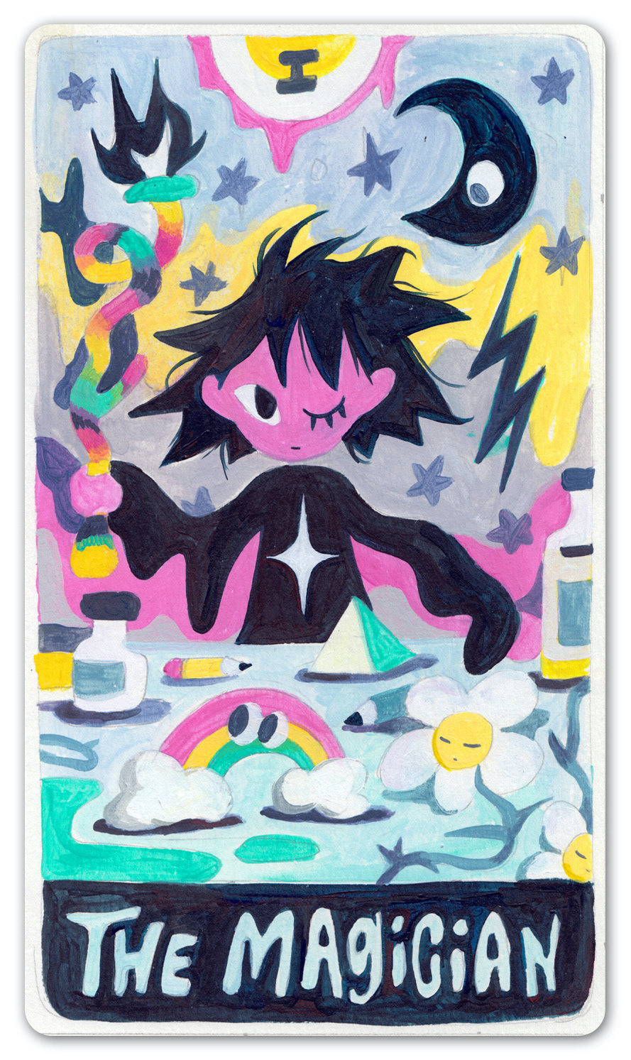 The Magician Tarot Card, 5.5" x 9.5", Acrylic on Paper, 2024