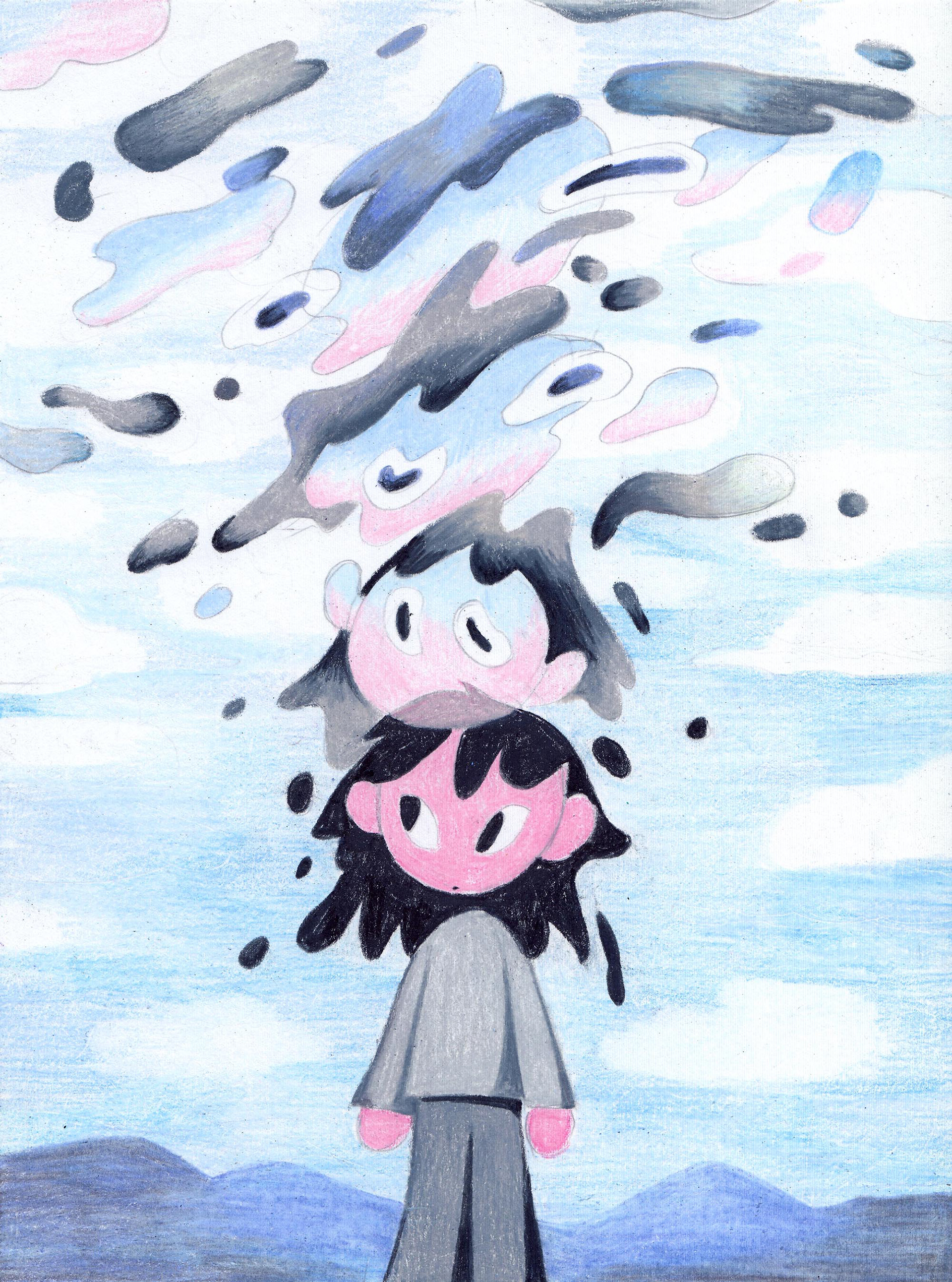 Giving the Mind a Little Air, 6" x 8", Pencil Crayon on Paper, 2026