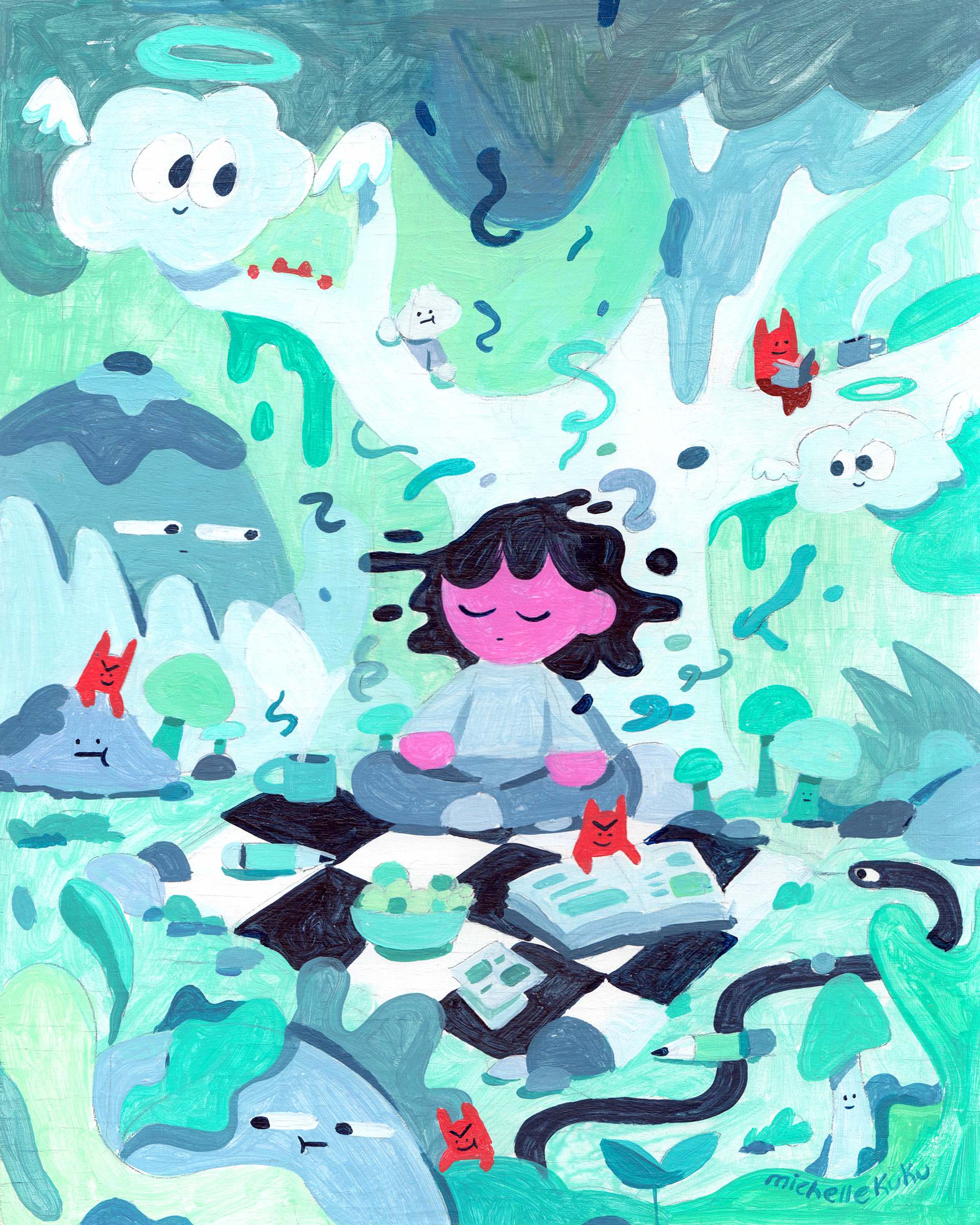 Forest Bathing, 8" x 10" Acrylic on Wood Panel, 2022