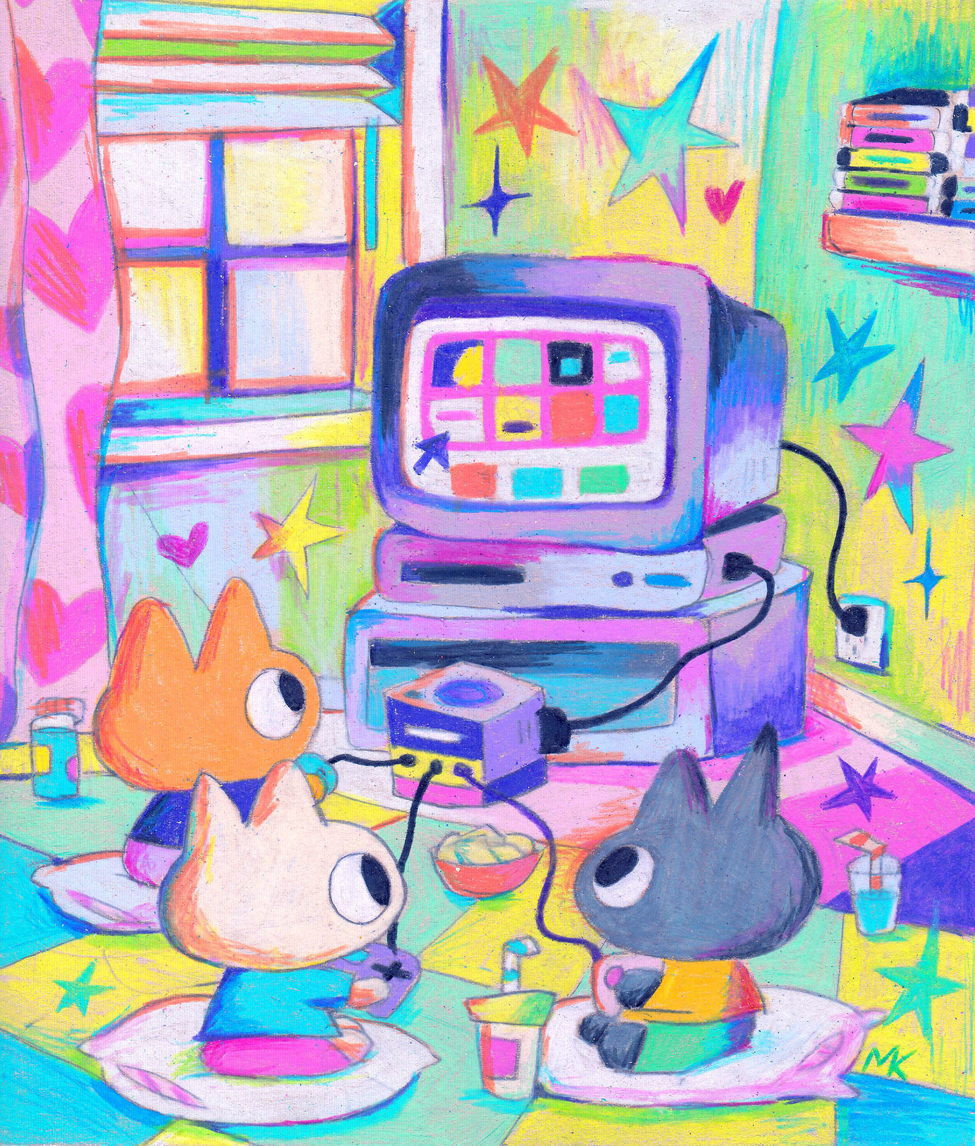 Let's Play! 6" x 8", Pencil Crayon on Paper, 2026