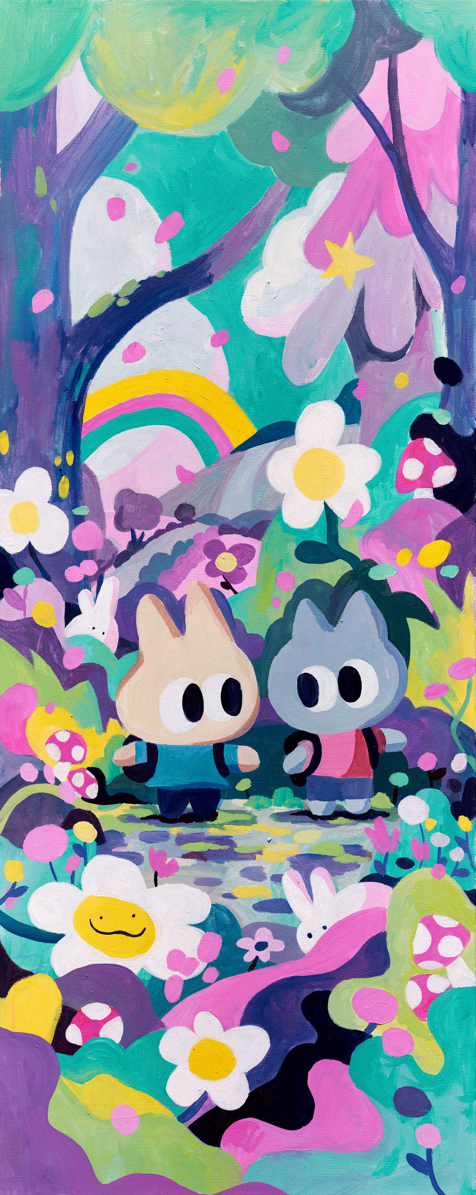 Walk With A Friend, 16" x 40", Acrylic on Canvas, 2024