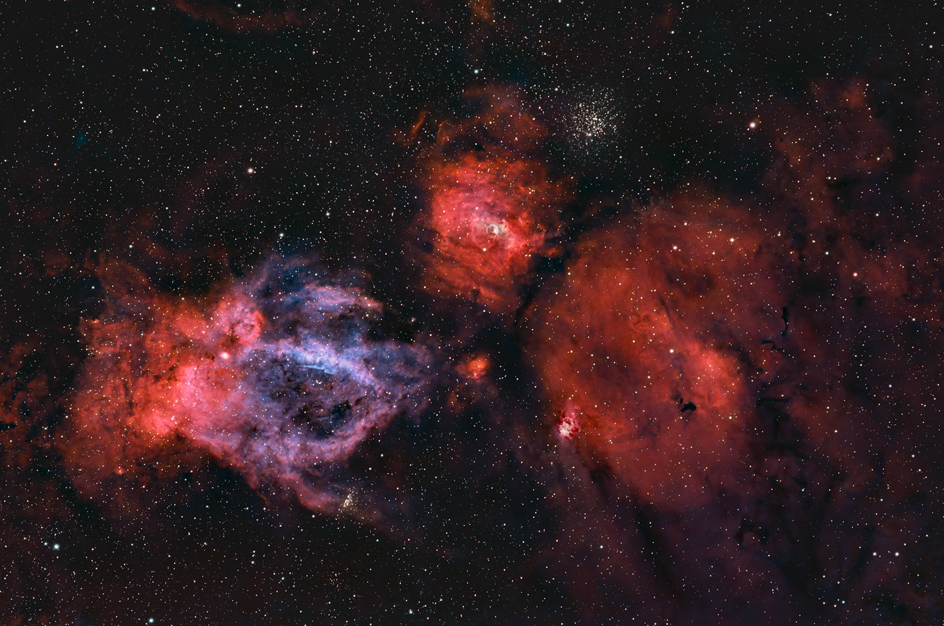 Sh2-157 / Lobster Claw and Bubble Nebulae