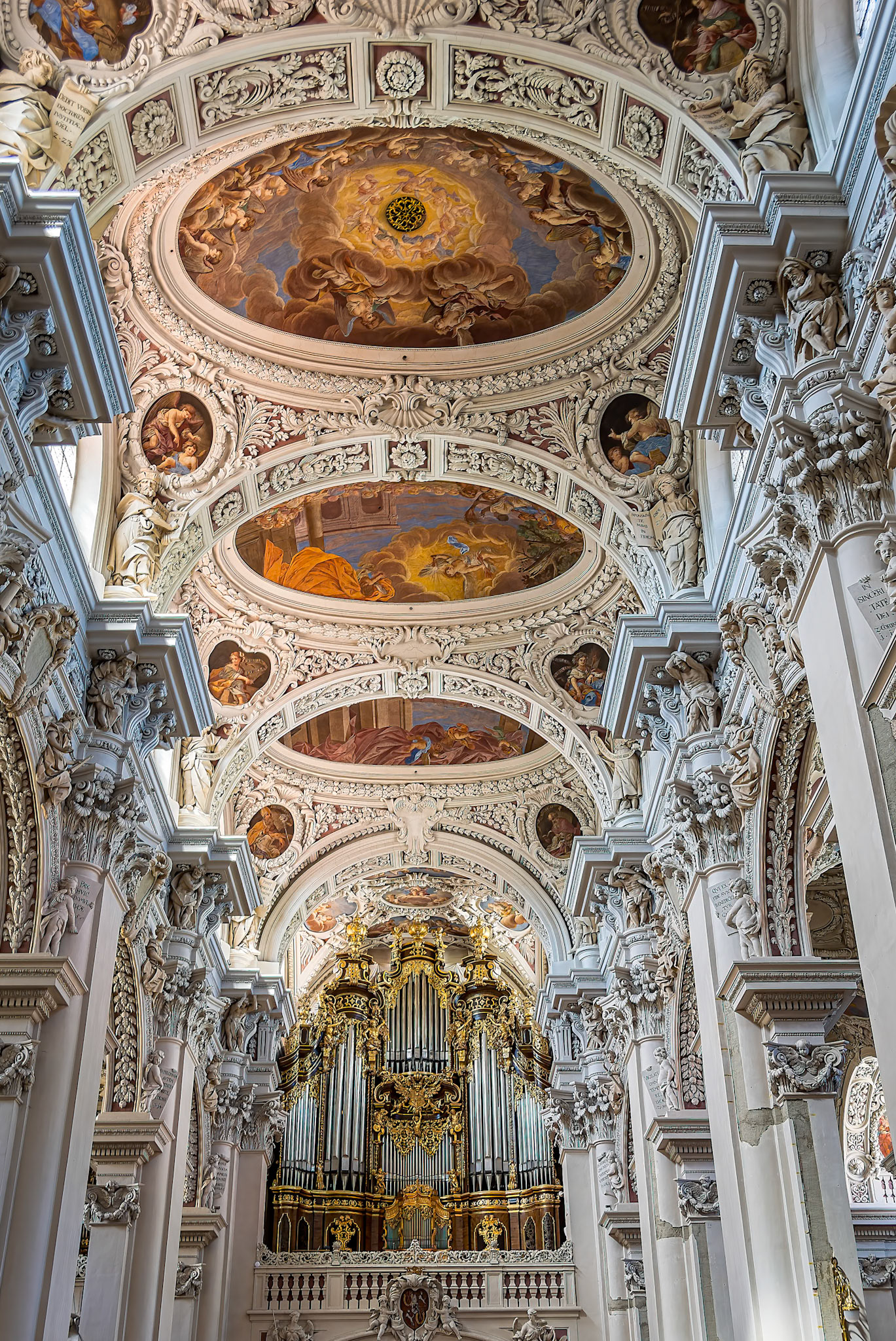 Main aisle dome ceiling paintings St. Stephen's Cathedral Passau