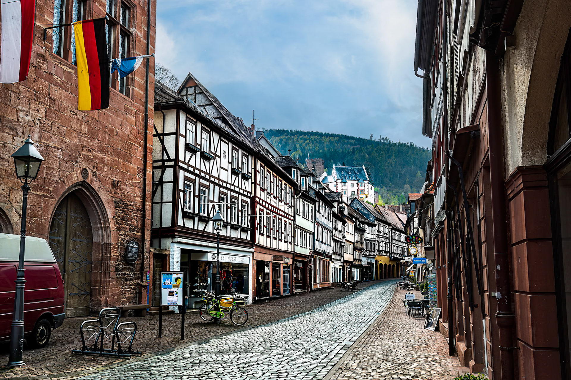 Historic old town of Miltenburg with half-timbered buildings