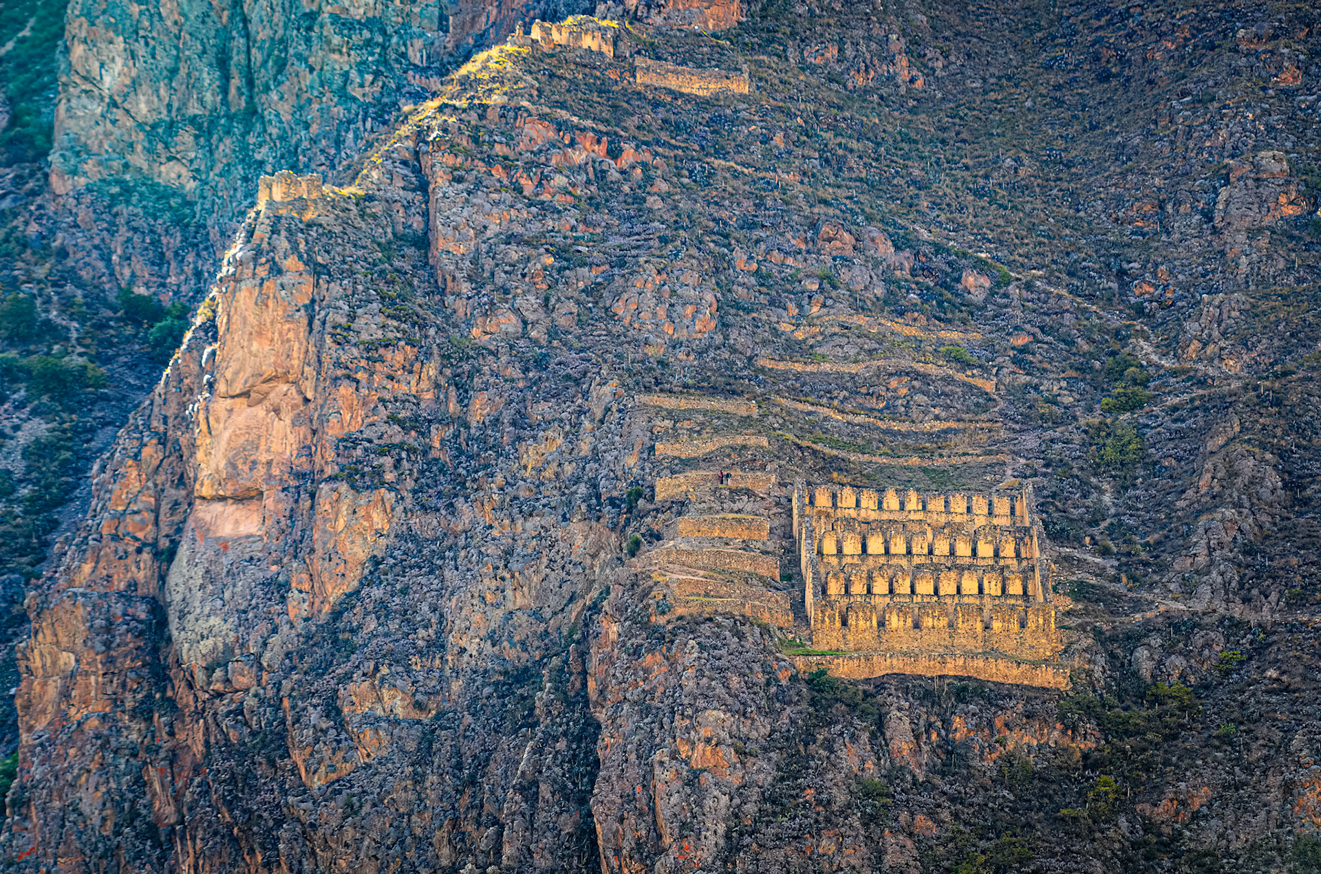 Man in the Mountain and food storage structures
