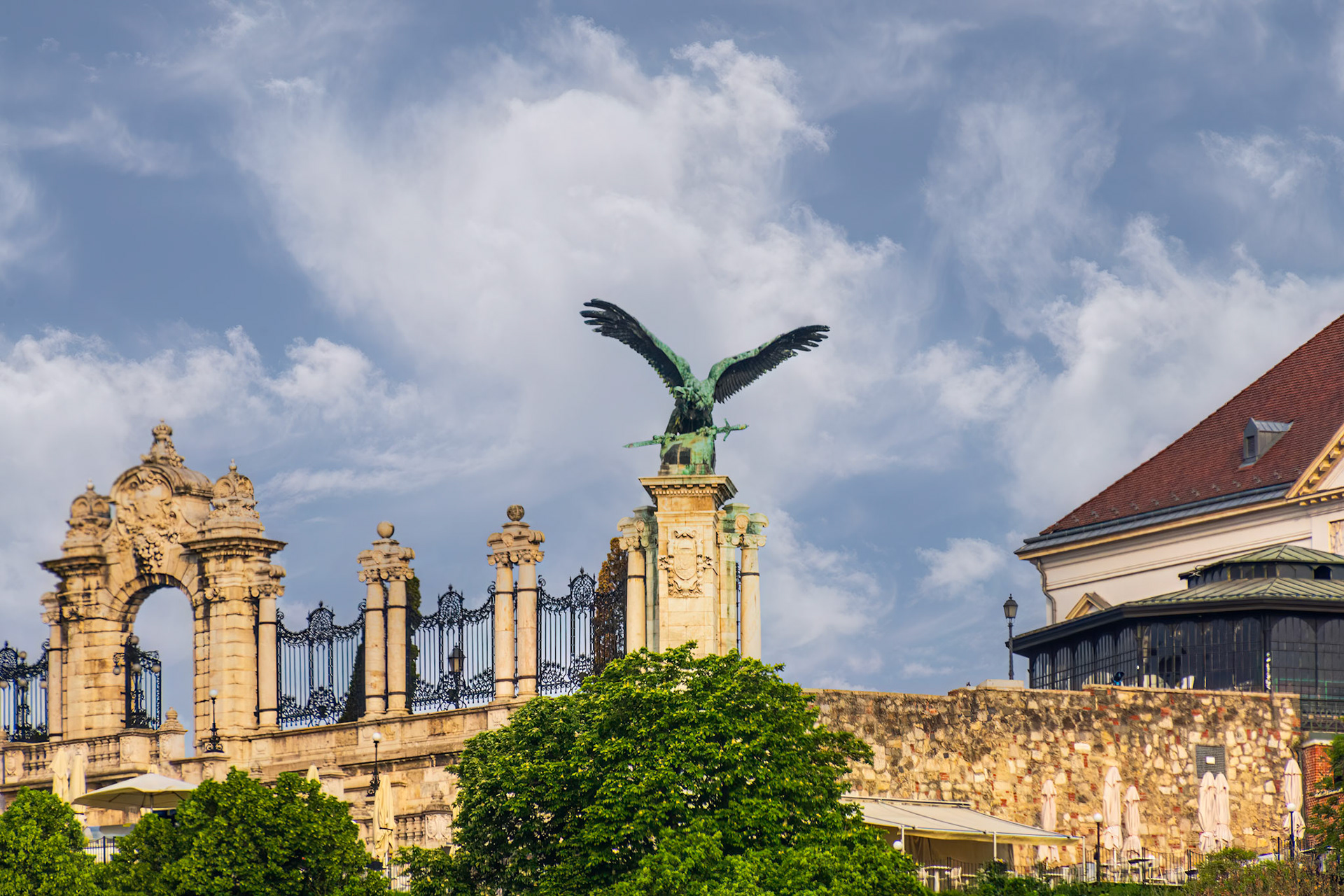 The Turul at Buda Castle - mythological bird  and national symbol of Hungarians.