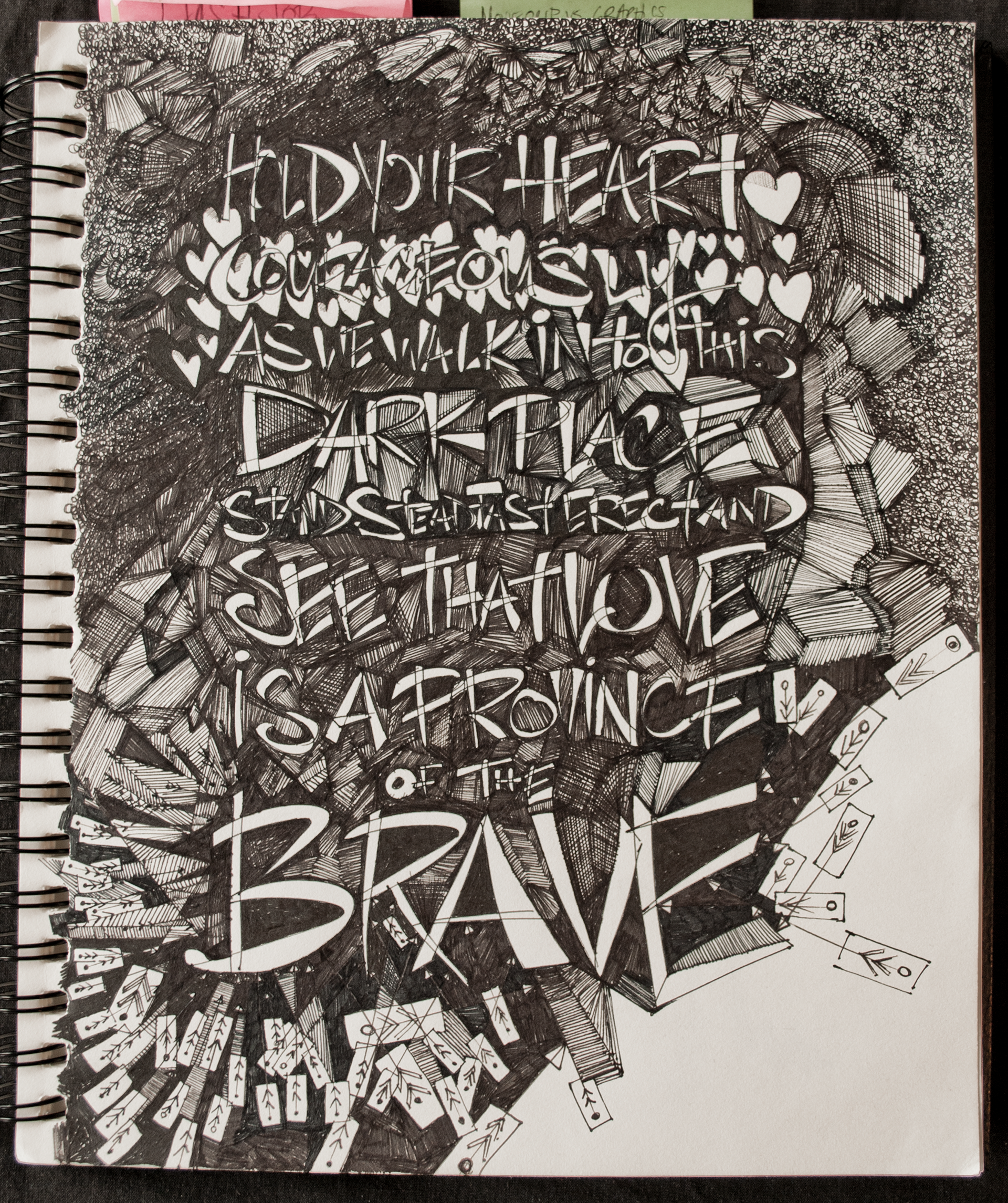 "Love is a Province of the Brave", pen on paper, 8.75" x 11", C$1000