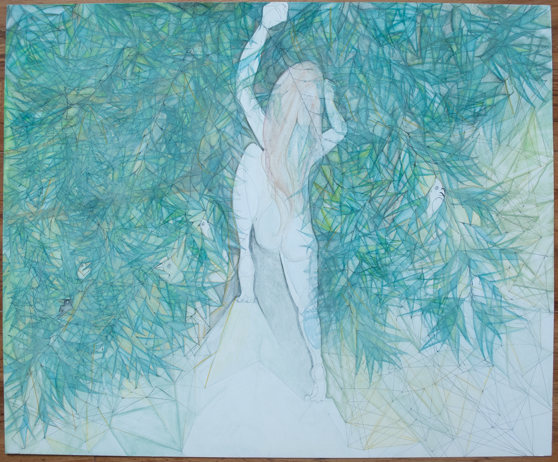 climb, oil pastel and mixed media on paper, 17" x 14", C$3000