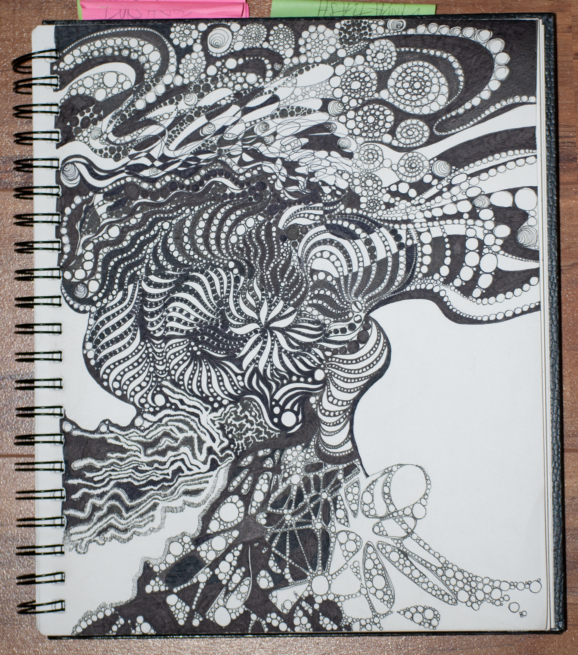 Ripples, Fractals & Cells, pen on paper, 8.5" x 11", C$700