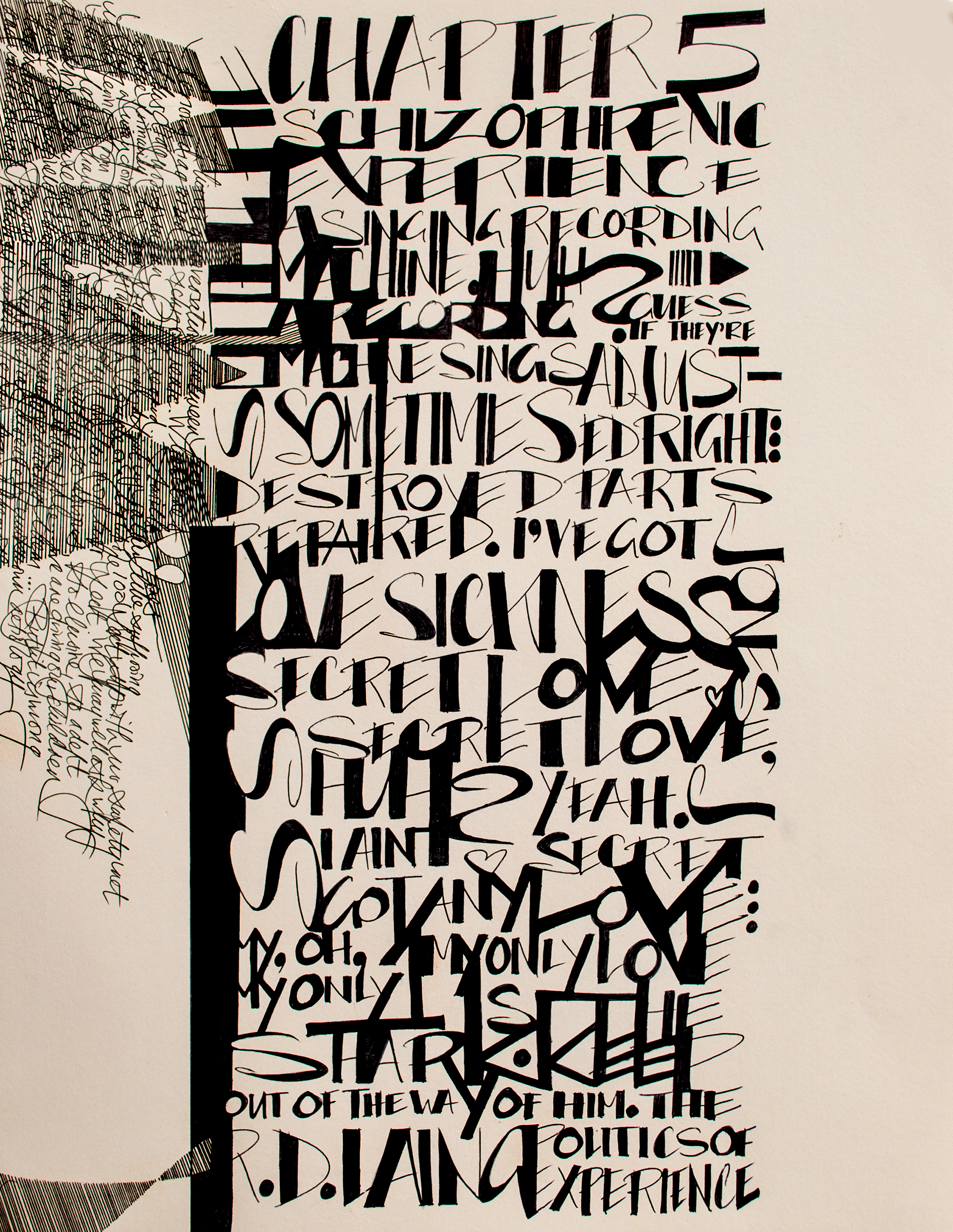 "My oh my only love is the shark", pen on paper, 11" x 14", C$1500