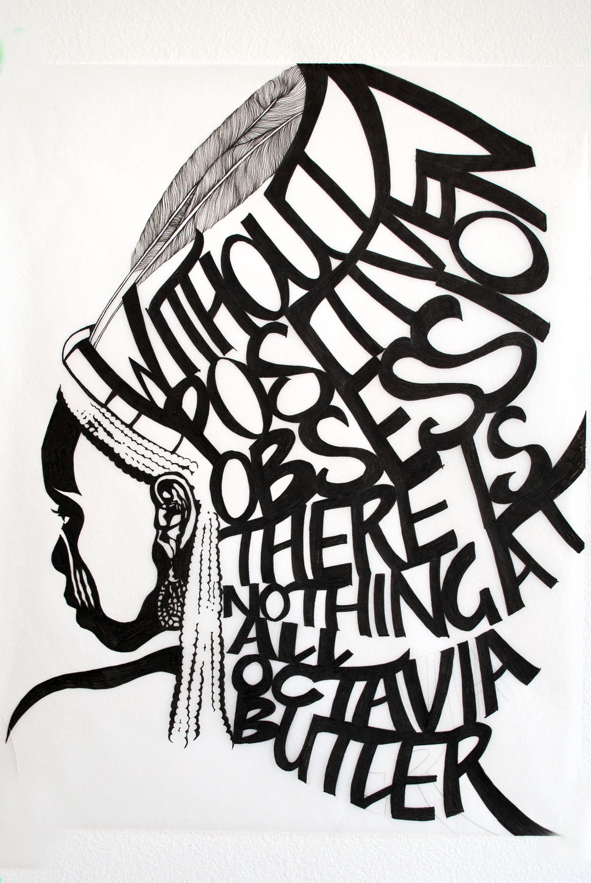 Hand-drawn in pen and pencil on tracing paper