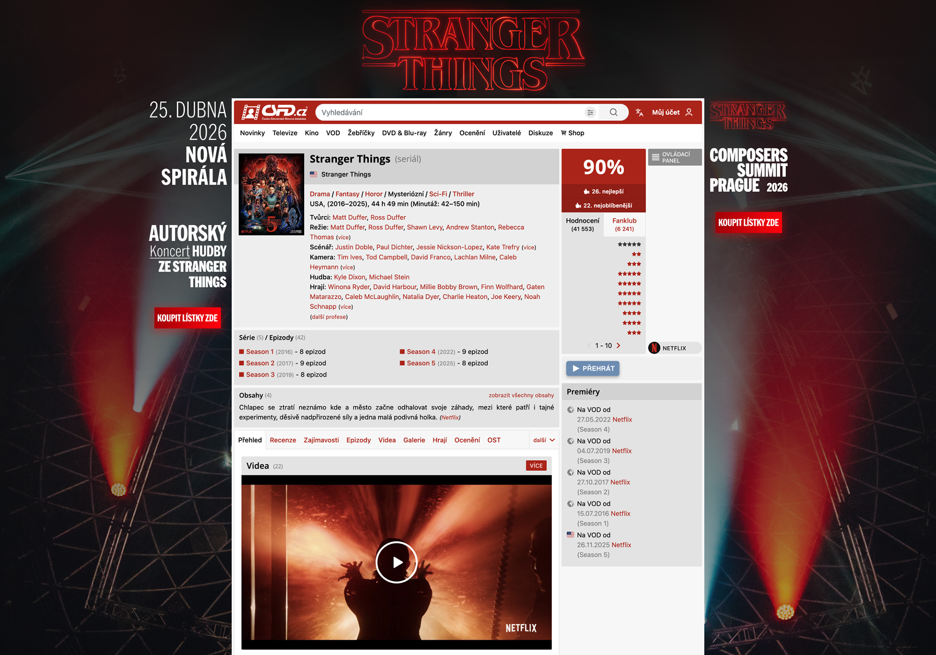 COMPOSERS SUMMIT PRAGUE 2026- Advertisement Set Visuals for Stranger Things Concert- CSFD- Web Branding