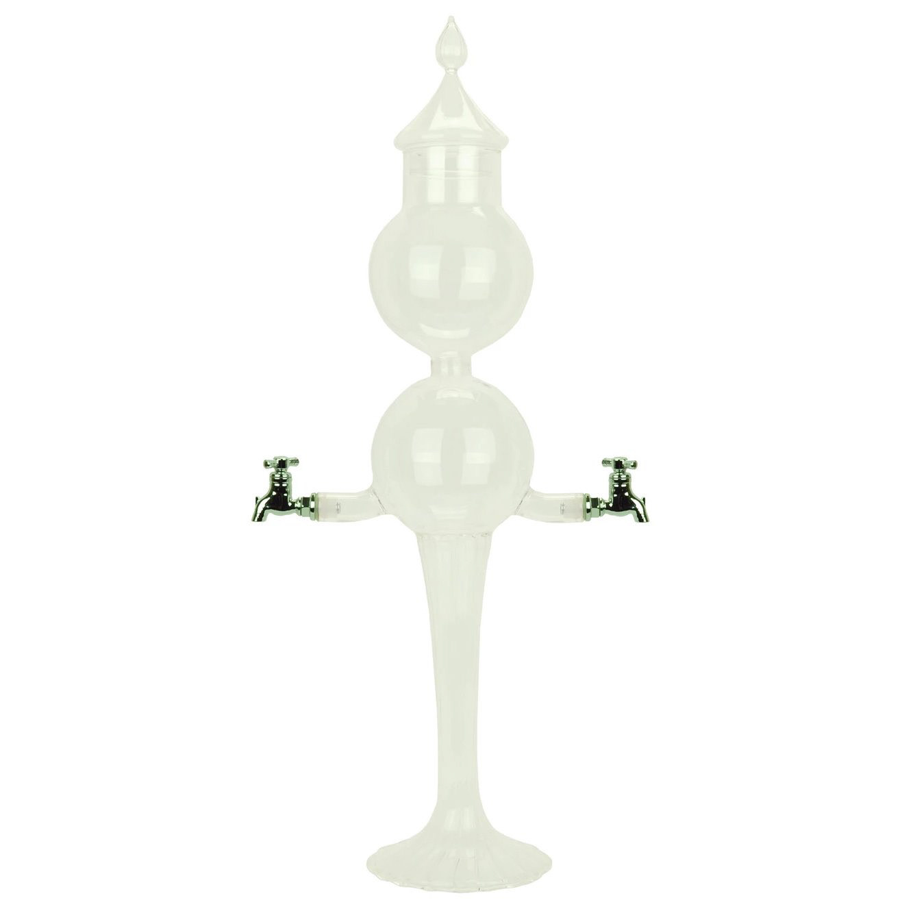 Price: 160.00 BGN; Absinthe fountain AF003 - material : borosilicate glass; 12,5 х 53 with glass lid and 2 taps
