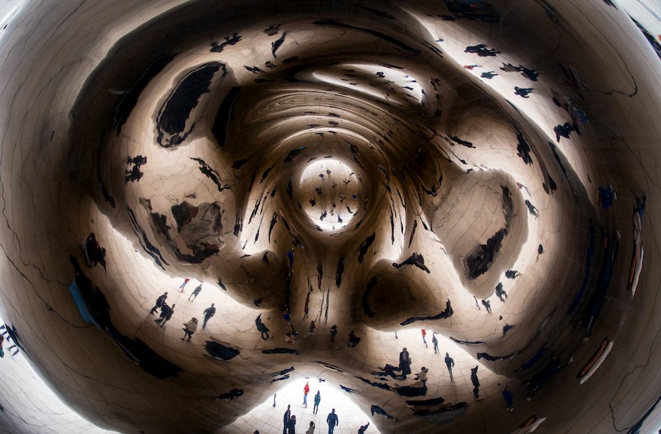 Creative Angle Underneath the Bean in Chicago, Illinois, USA