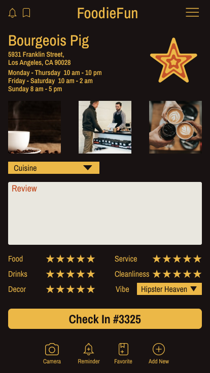 Restaurant check-in