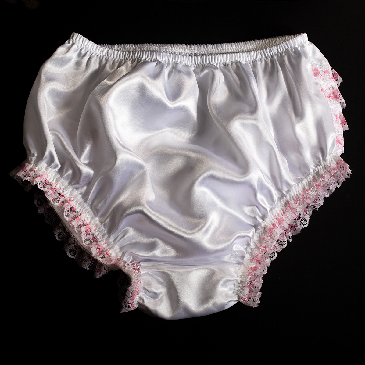 Sweet bridal white satin knickers in a frilly tennis style for sale uk