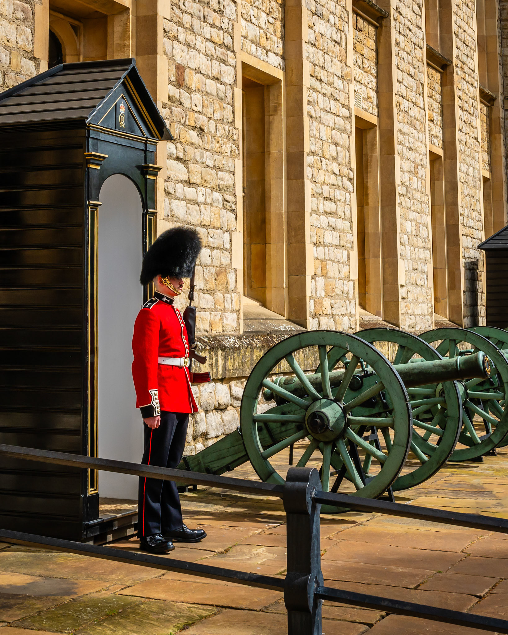 A guard at the Tower of London, protecting the Crown Jewels