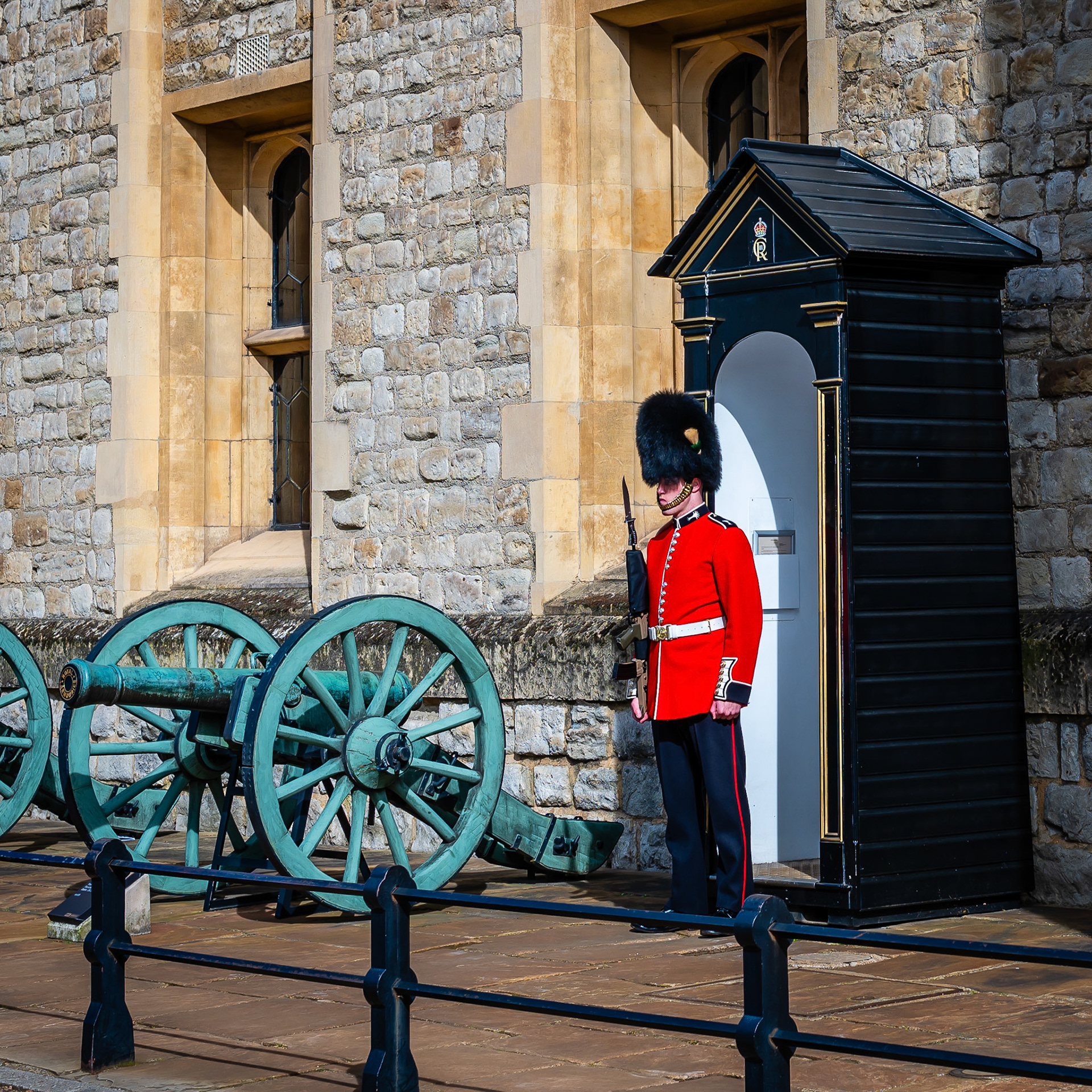 A guard at the Tower of London, protecting the Crown Jewels