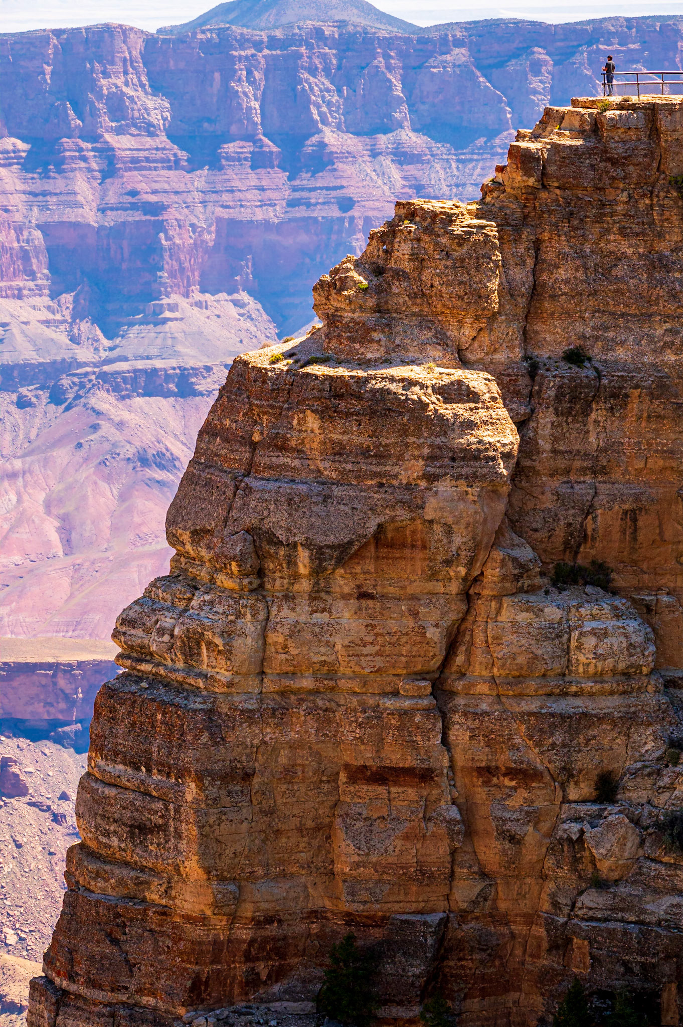 A vertical view of an overlook along the North Rim of the Grand Canyon