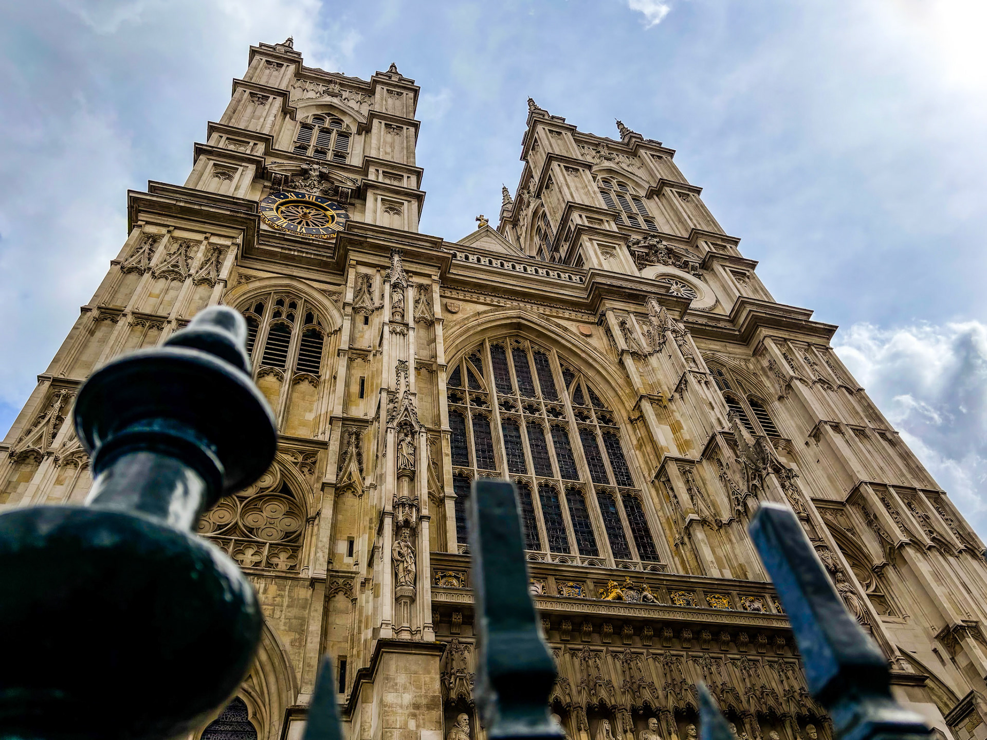 Front view of Westminster Abbey, London.
