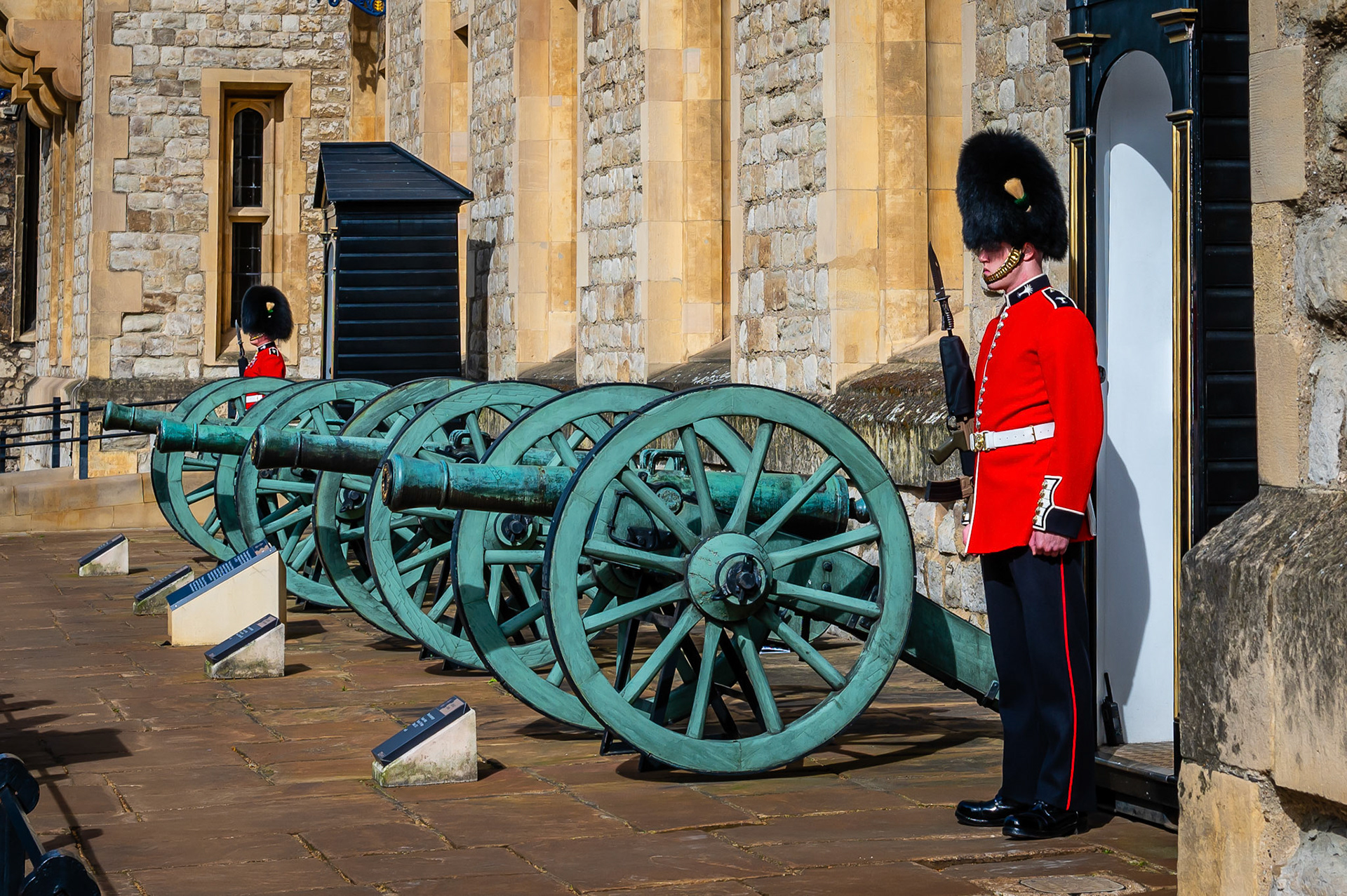 Guards at the Tower of London, protecting the Crown Jewels