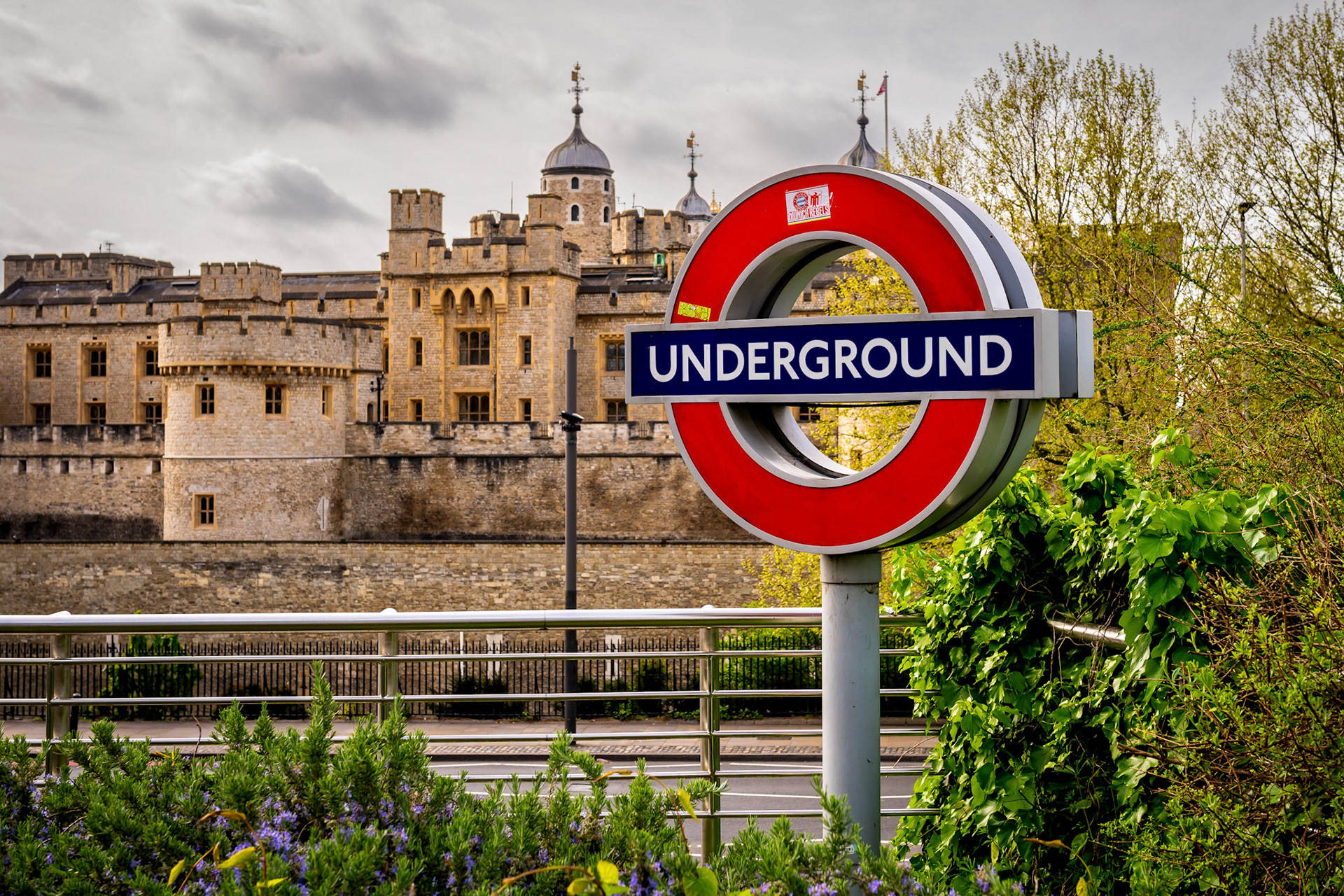 Exiting the London Underground station near the Tower of London