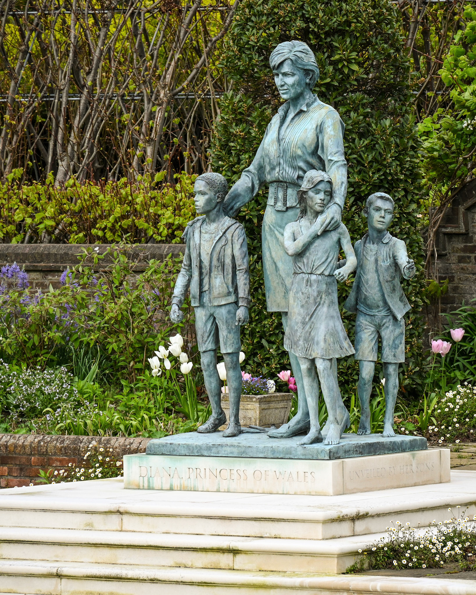 A statue of Princess Diana, in the gardens of Kensington Palace, London.