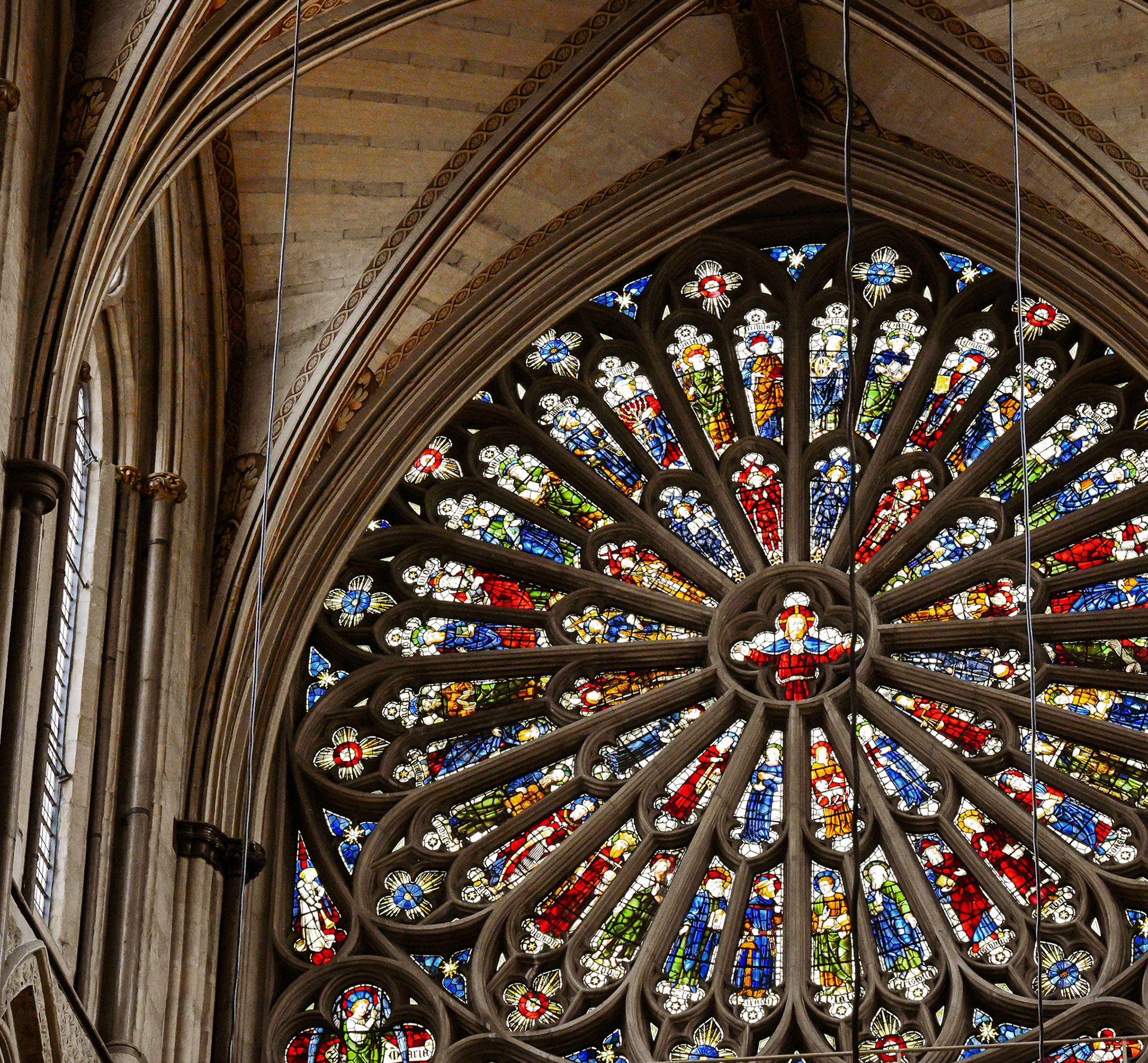 Amazing stained glass and ceiling detail at Westminster Abbey