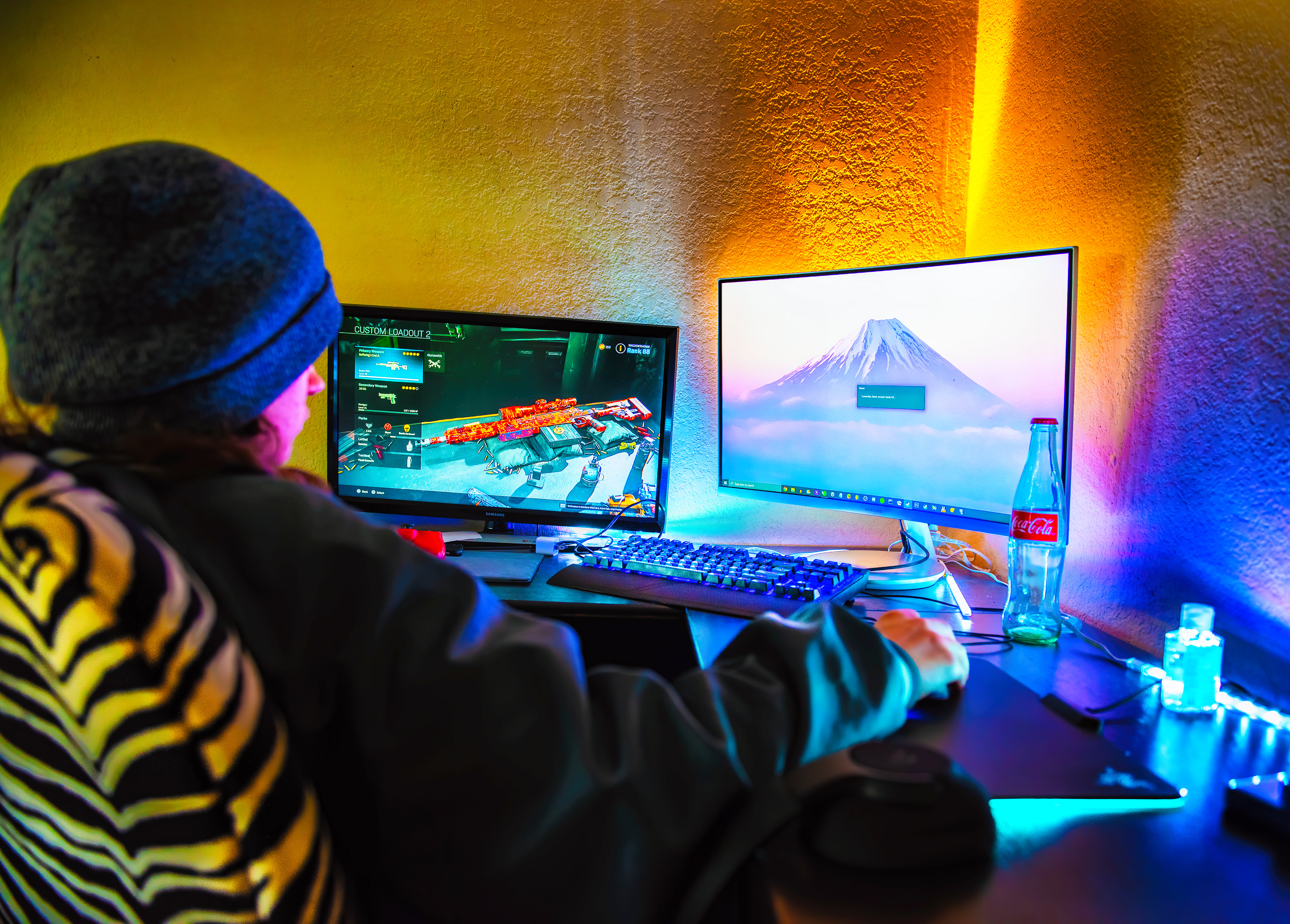 My son with his gaming computers while we are under lockdown