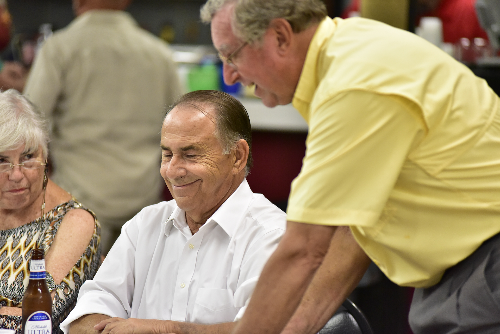 Airport Authority Candidate Ron Hancik, reacts to his initial poll returns, on Primary Election Night, Tuesday, Aug 28, 2018, in Punta Gorda. 