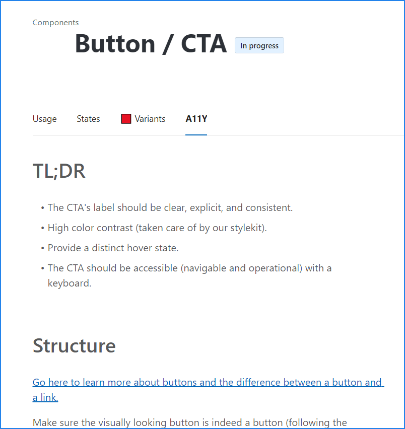 Every component has an A11Y entry