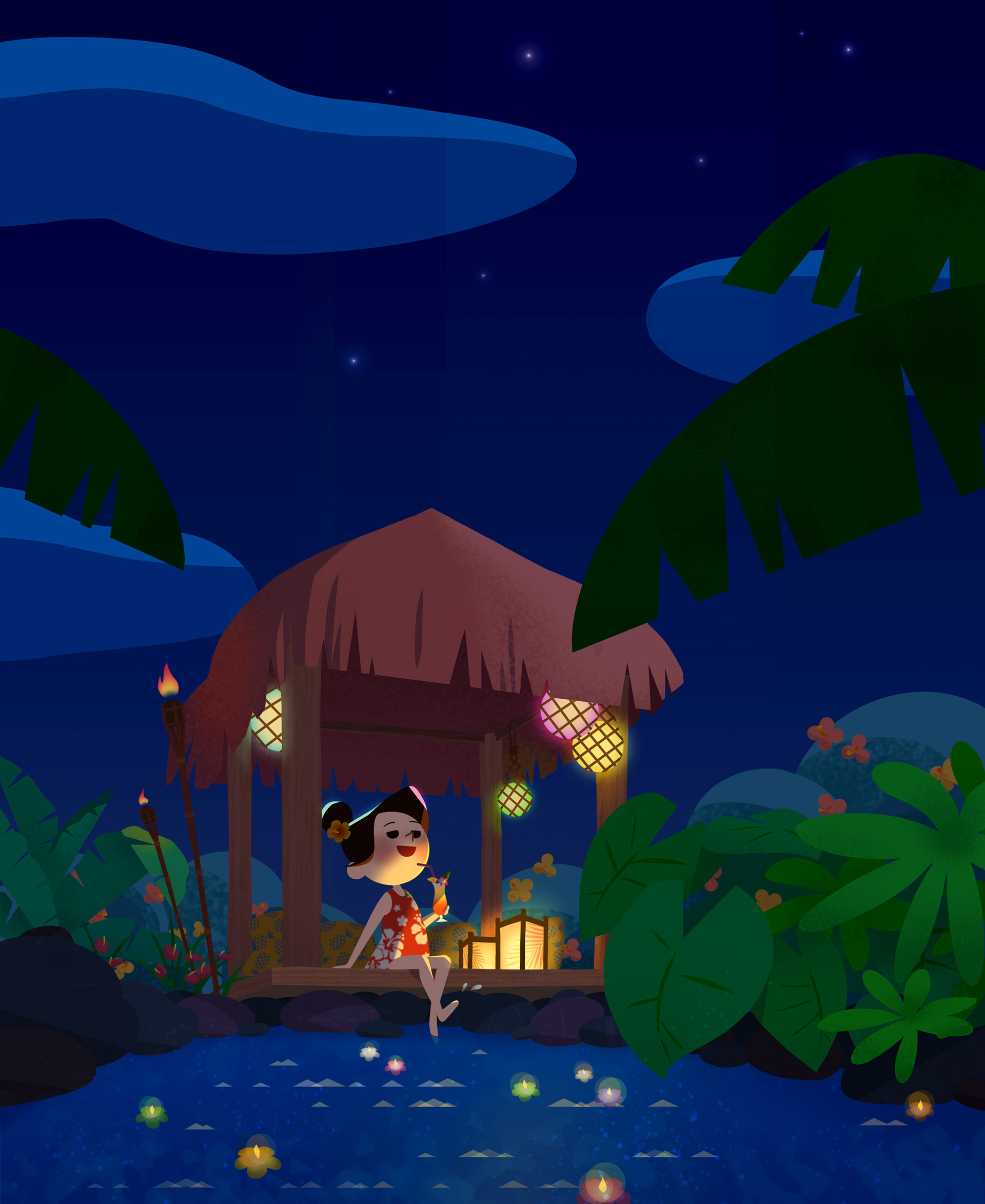 tropical island night