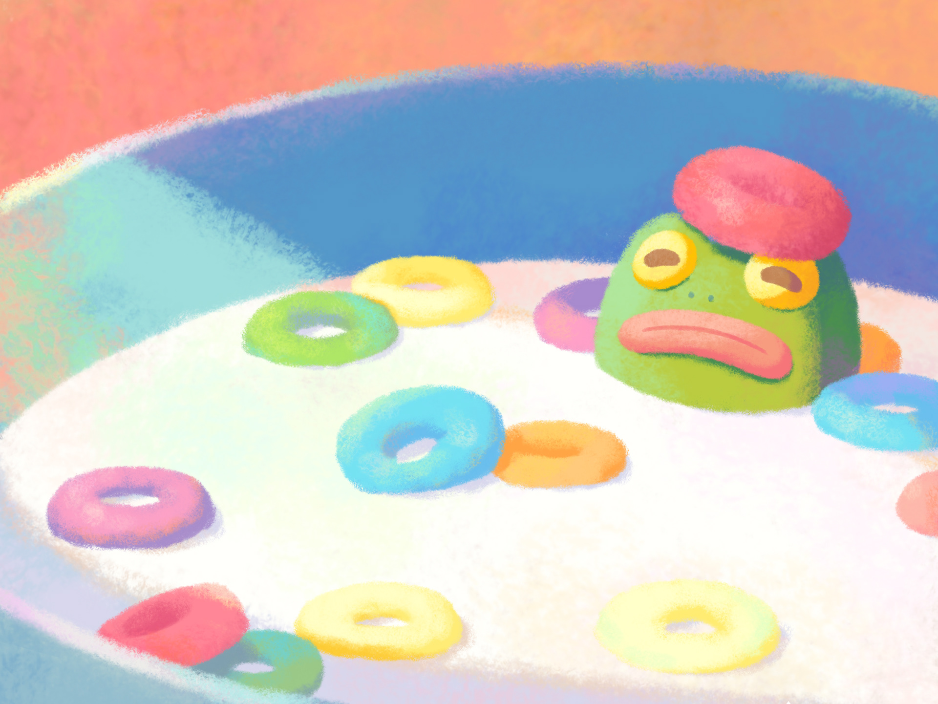 mom, there's a frog in my cereal