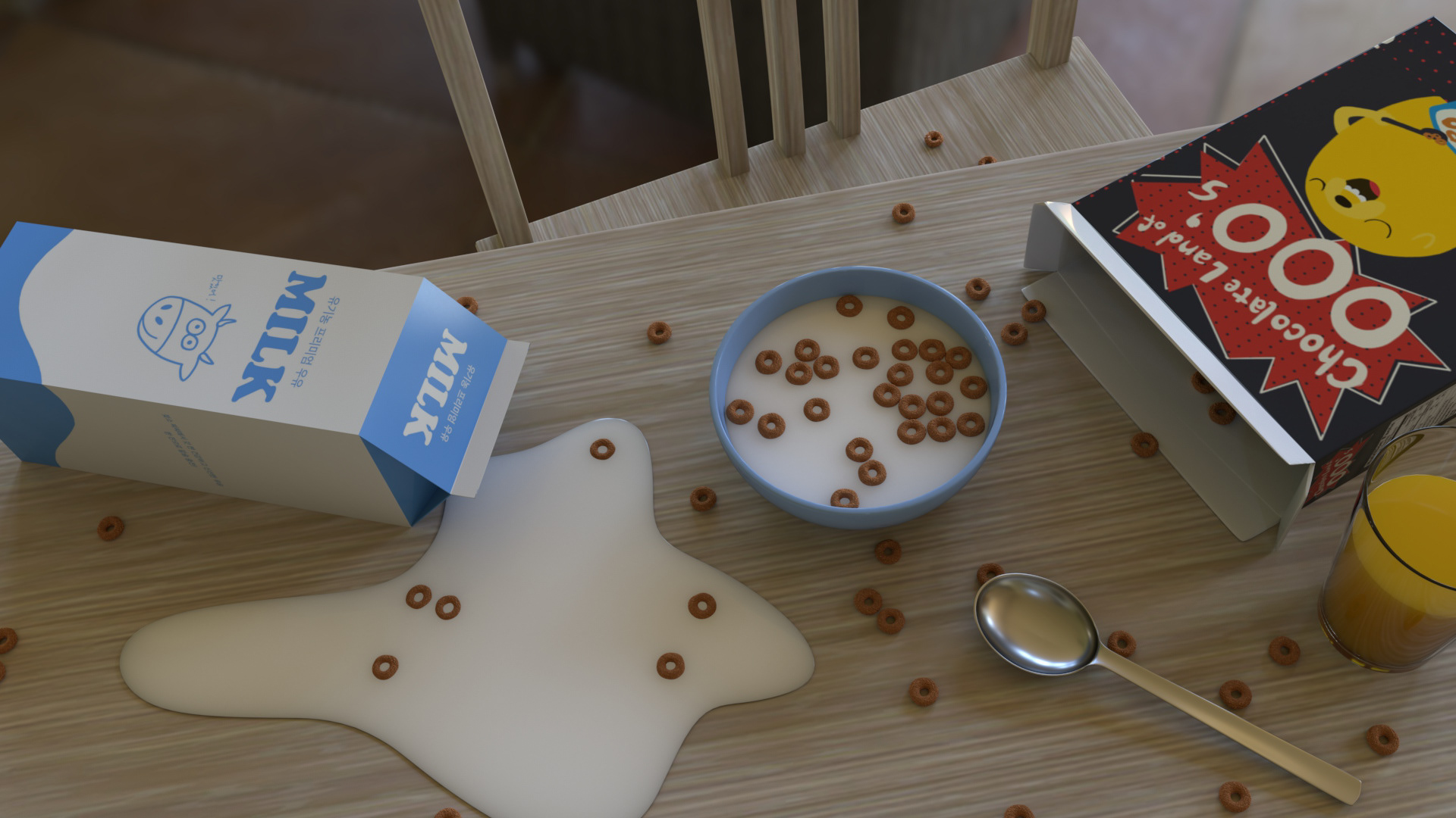 messy breakfast (Maya)