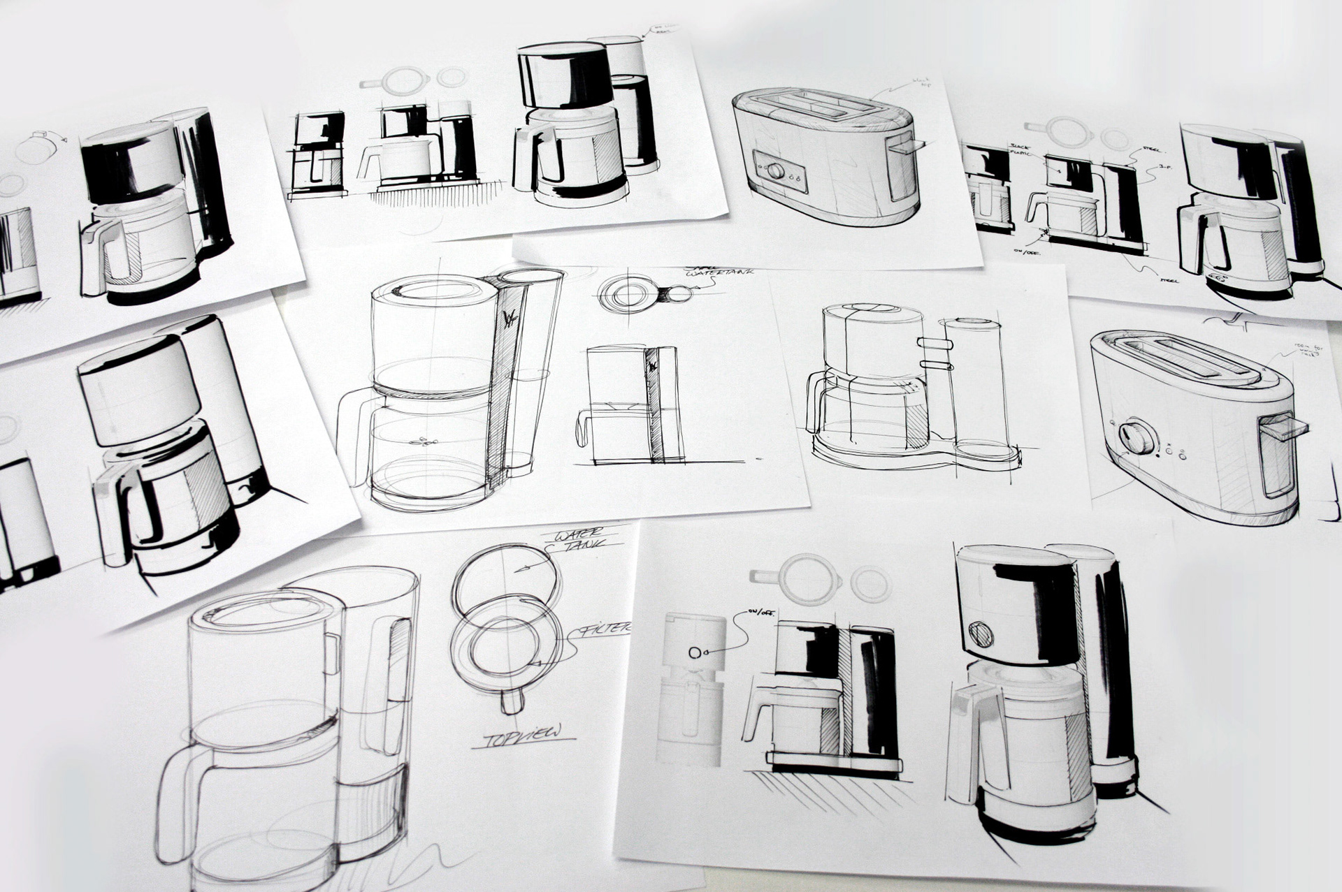 Concept sketches – Design for a kitchen appliance set that has a lower price range than lineo