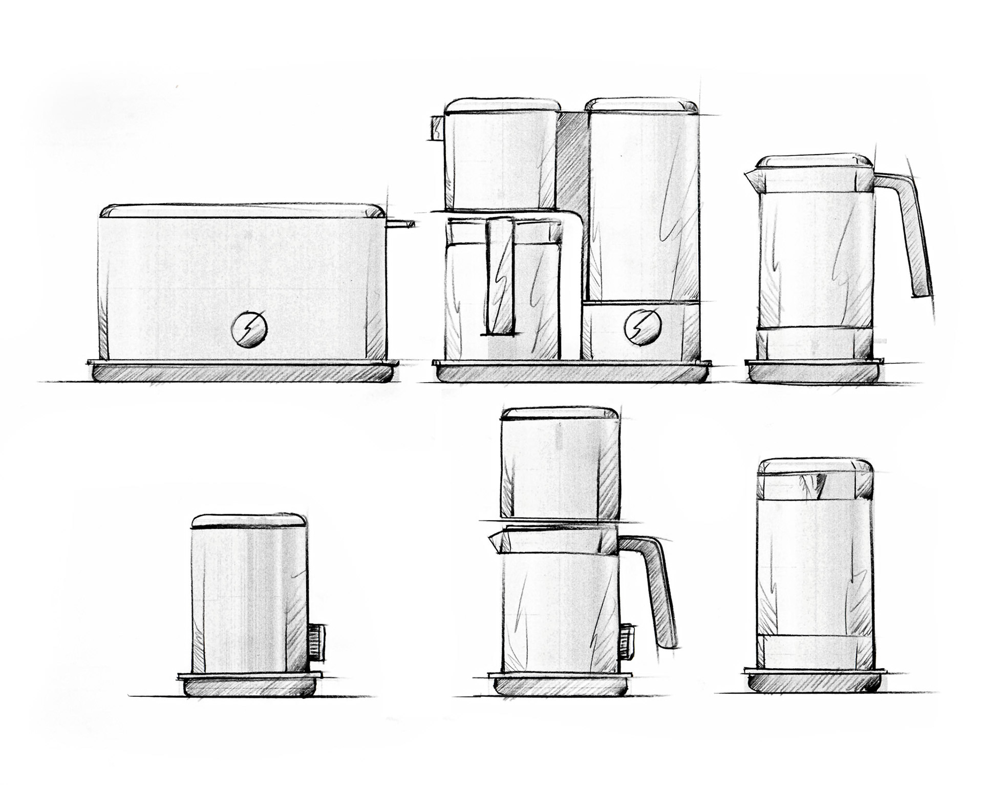 Design sketches – Final concept sketches for the lineo kitchen appliance set