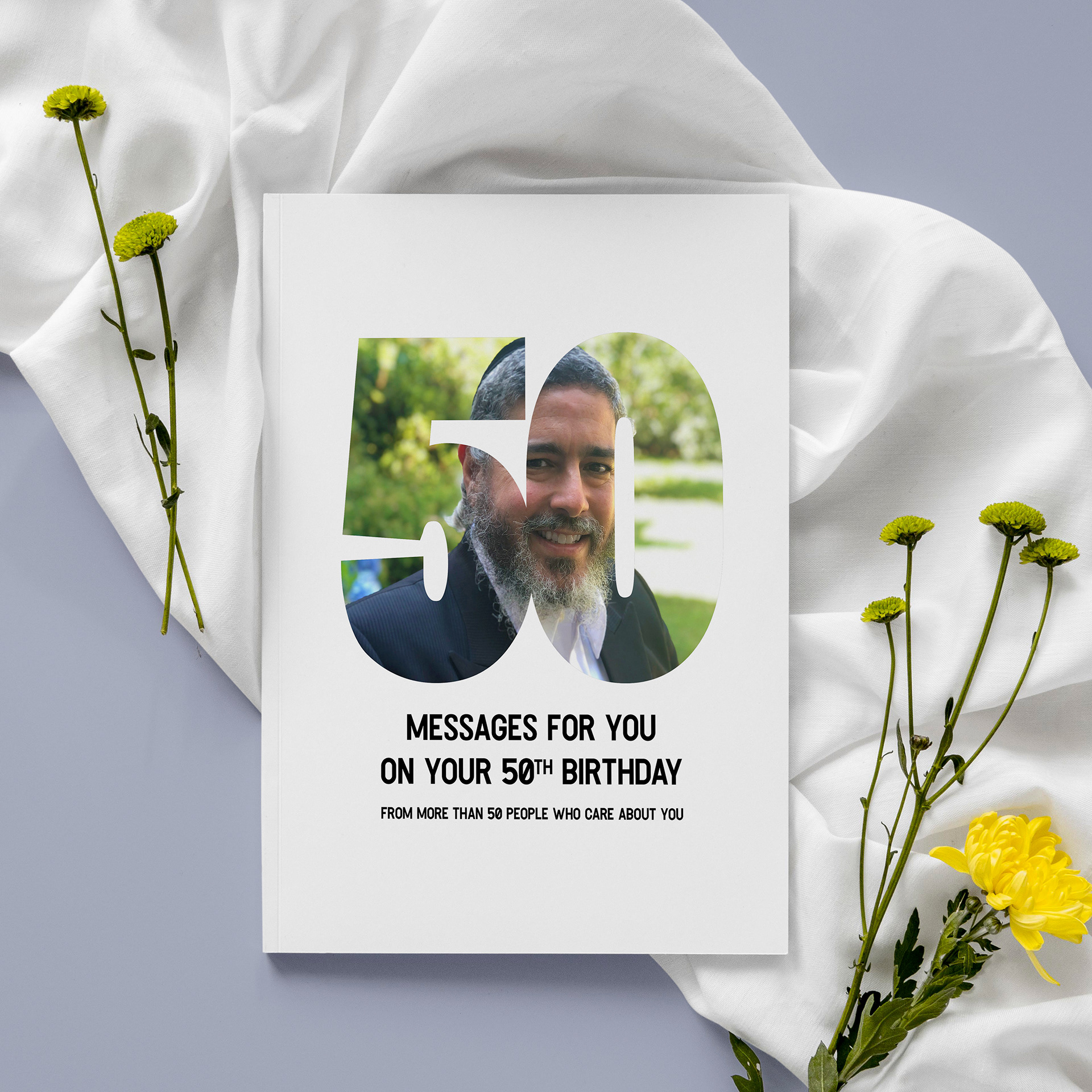 A 50th birthday book. Client wanted a neat look.