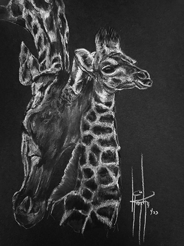 Mother's Love 6x8 Charcoal wMat $75