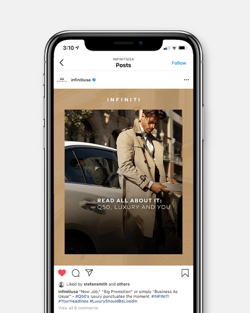INFINITI USA social post for Q50