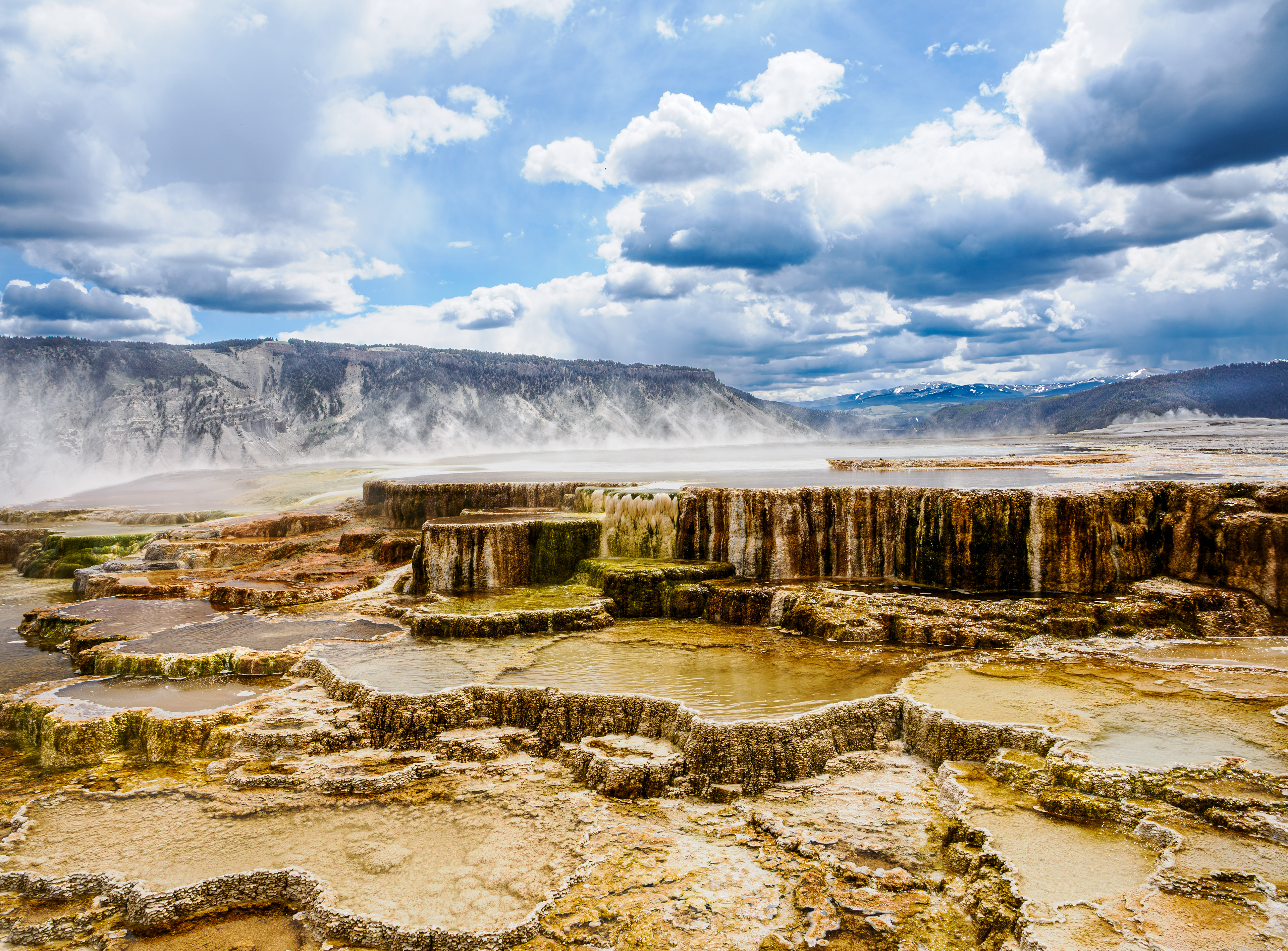Top of Travertine Terraces at Mammoth Hot Springs.  Yellowstone National Park.