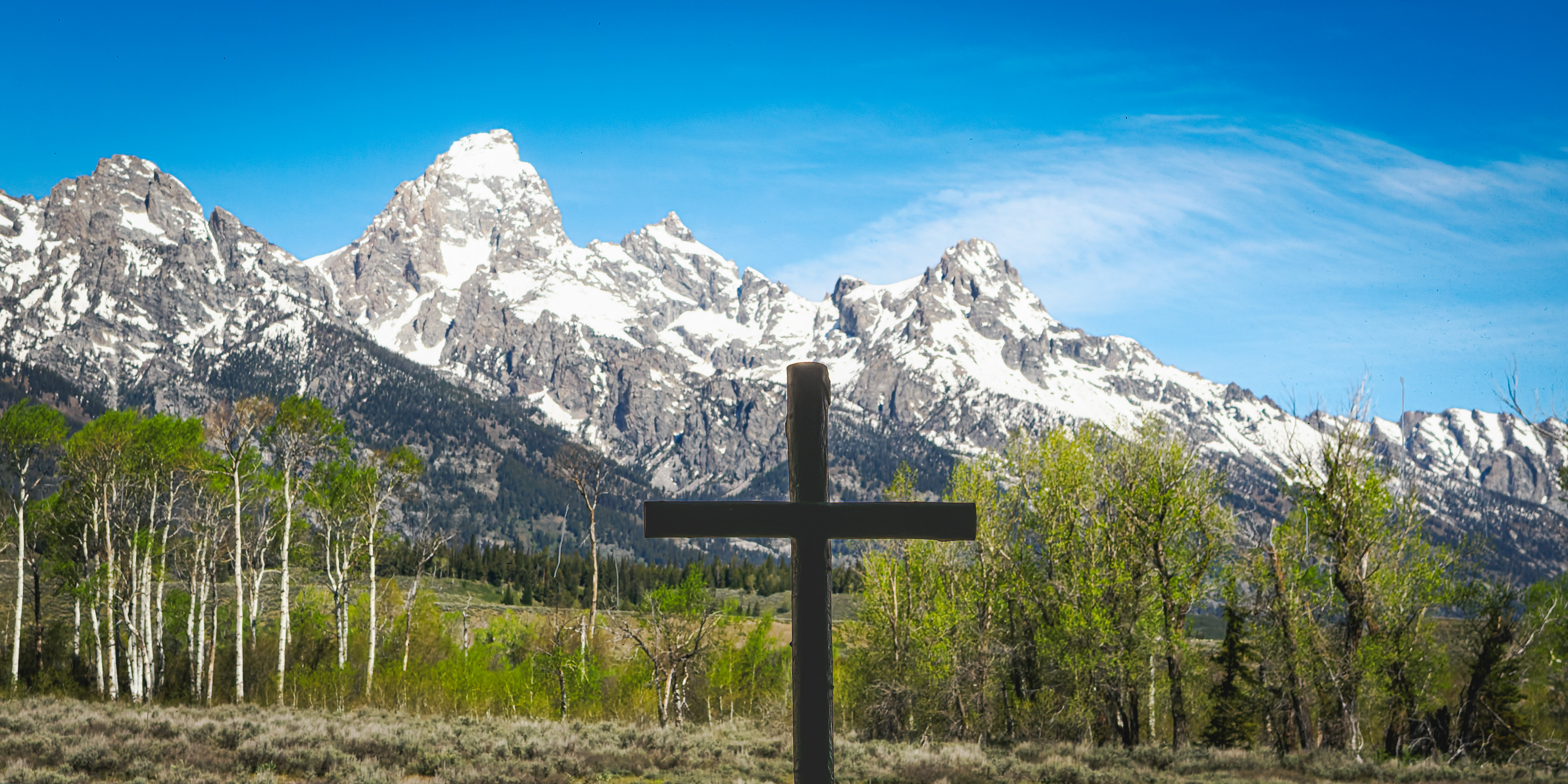 Window of the Chapel of the Transfiguration, Grand Teton National Park, Jackson Hole Wyoming.