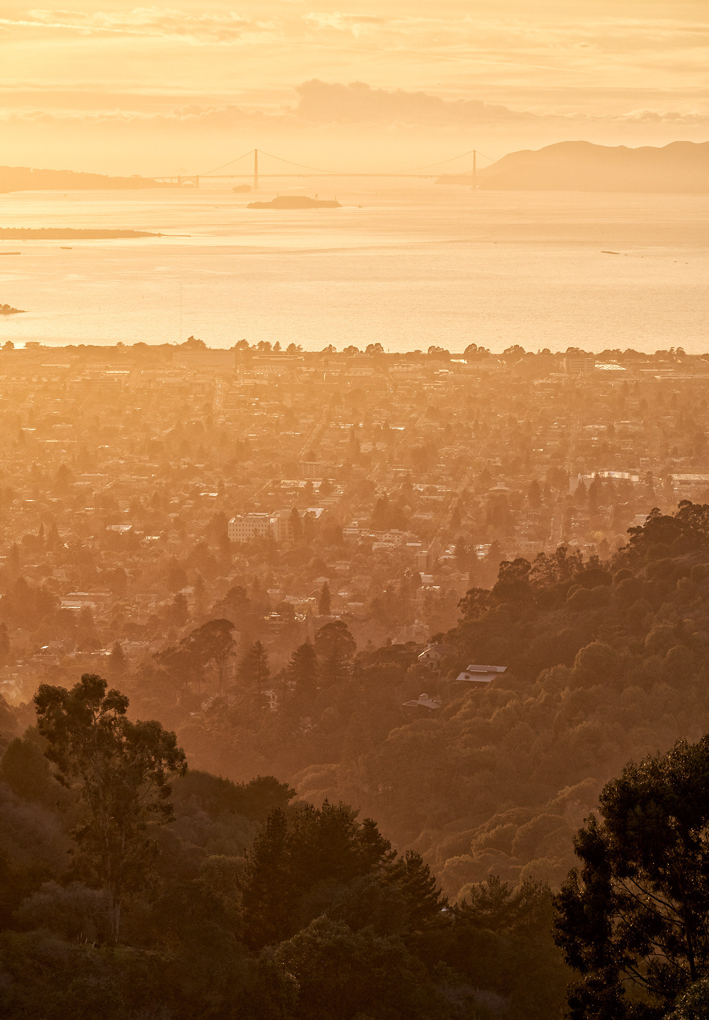 Golden Gate Bridge from Grizzly Peak, Sunset